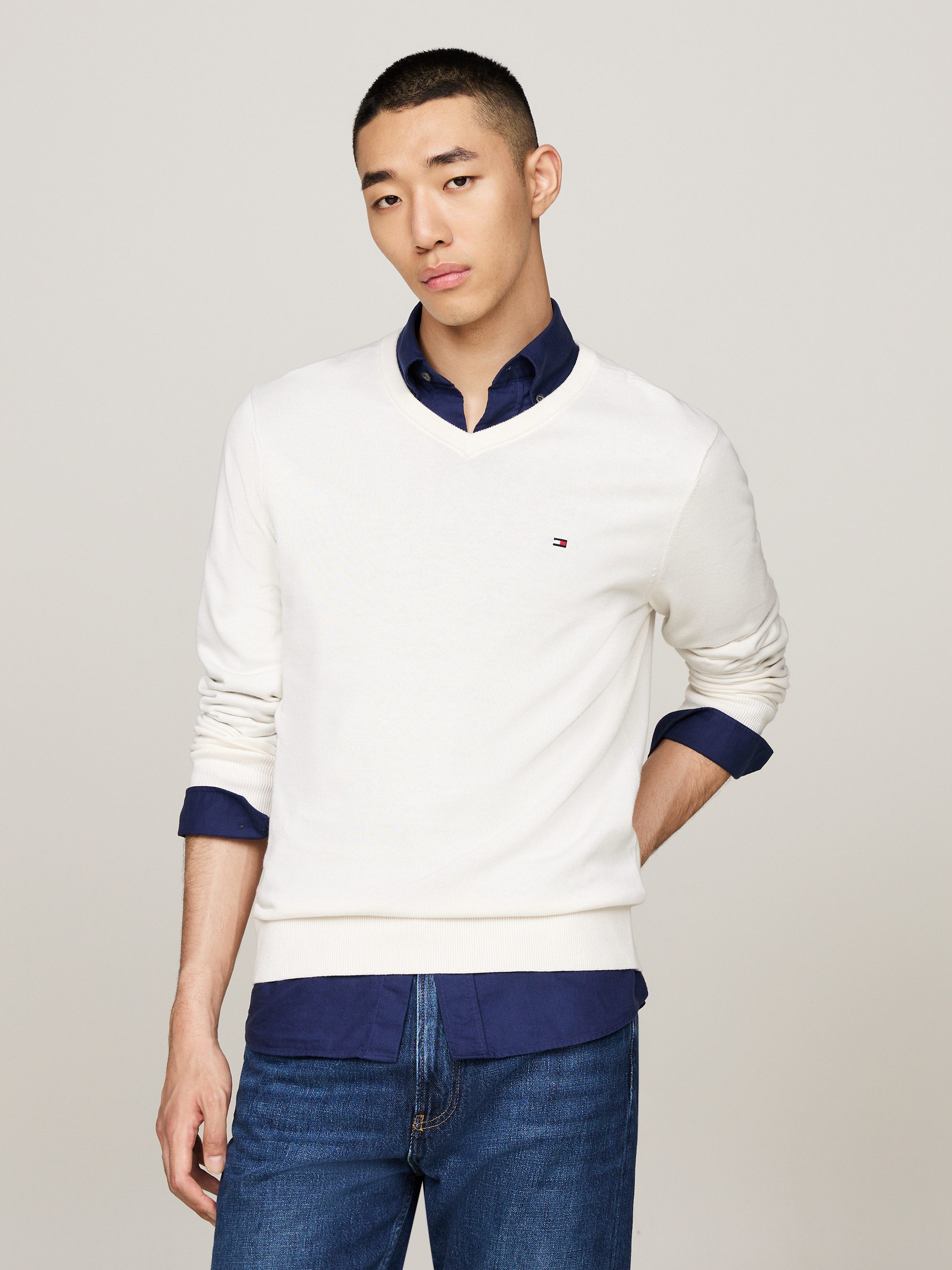 Tommy Hilfiger Strickpullover ESSENTIAL COTTON V günstig online kaufen