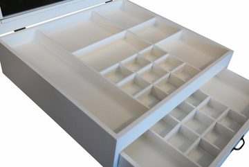 Myflair Möbel & Accessoires Aufbewahrungsbox, Setzkasten, weiß, mit Deckel aus Glas & Schubkasten