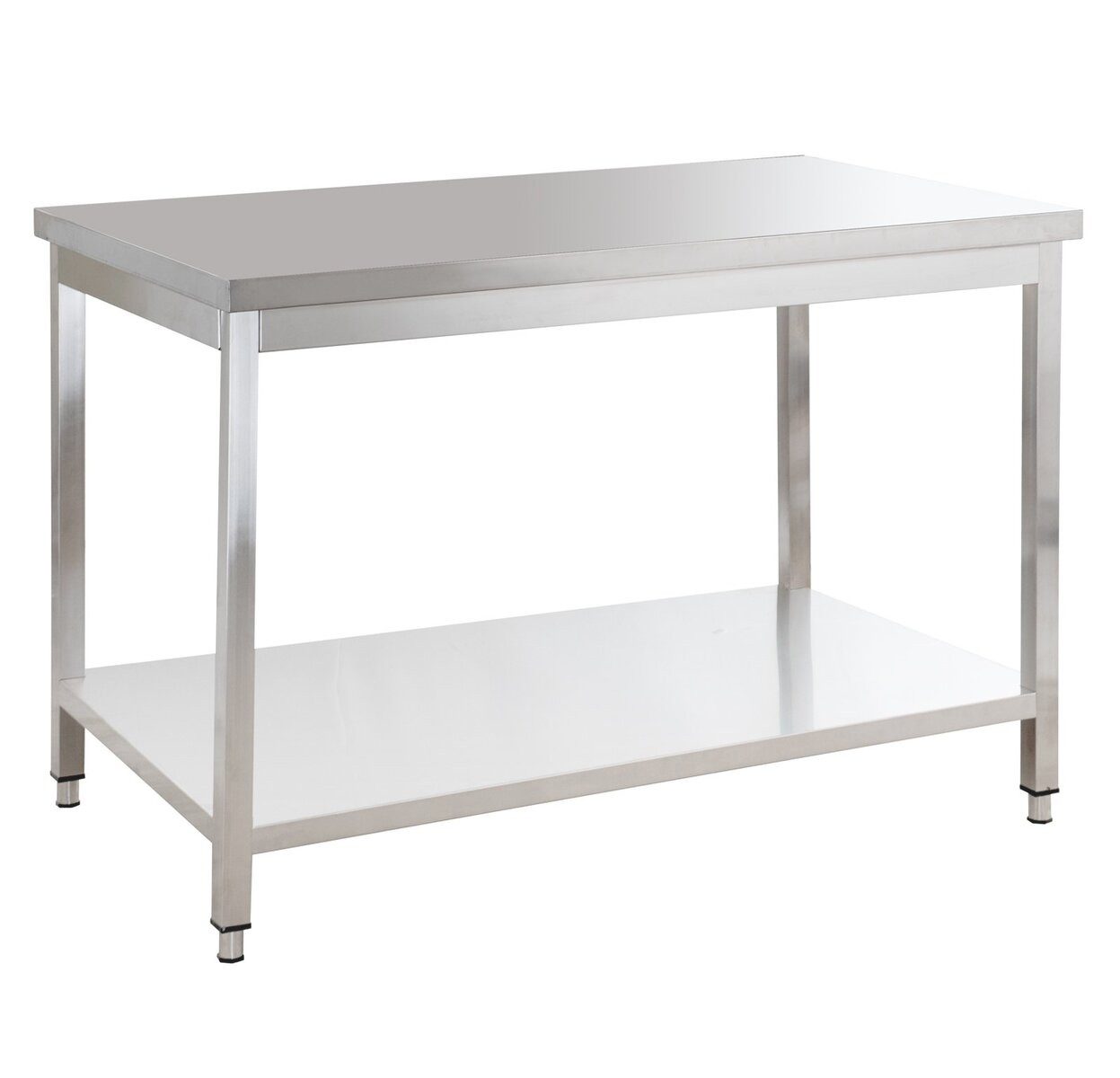 GastroHero Arbeitstisch Arbeitstisch Edelstahl Küche 120x60 cm mit Grundboden Gastro, Höhenverstellbare Füße, verstärkte Arbeitsplatte, AISI 201