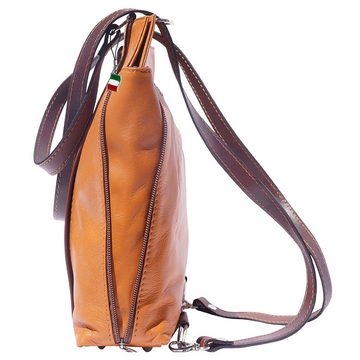 FLORENCE Handtasche Florence 2in1 Schultertasche Rucksack tan (Schultertasche), Damen Leder Schultertasche, Cityrucksack, tan, braun ca. 29cm