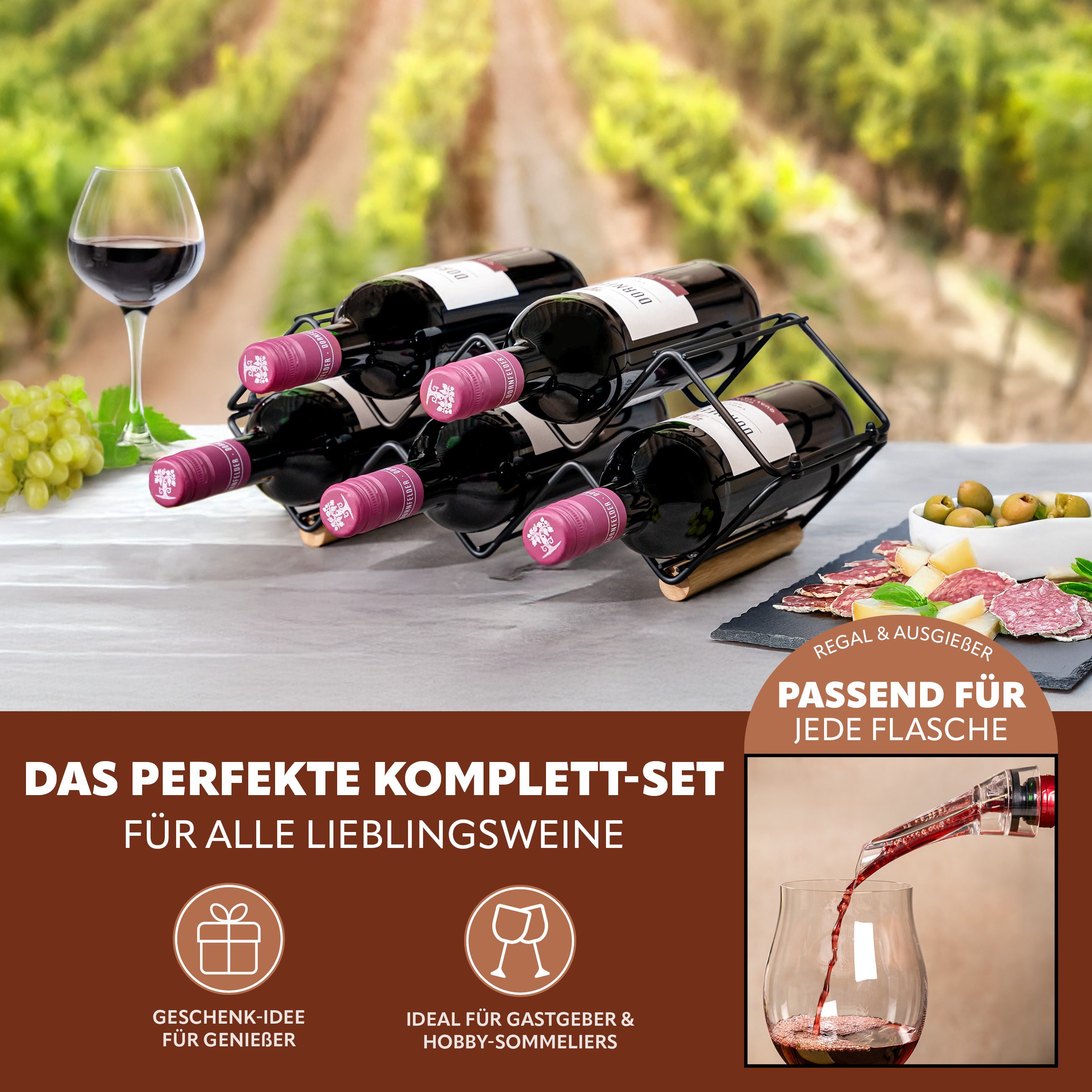 eluno Weinregal Weinregal-Set 6tlg., Sommelier-Set
