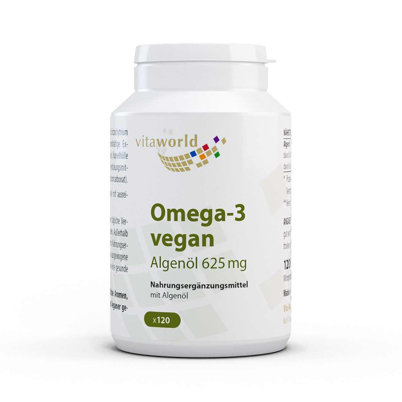 Omega 3 vegan - 625 mg Algenöl und 250 mg DHA pro Kapsel Kapseln
