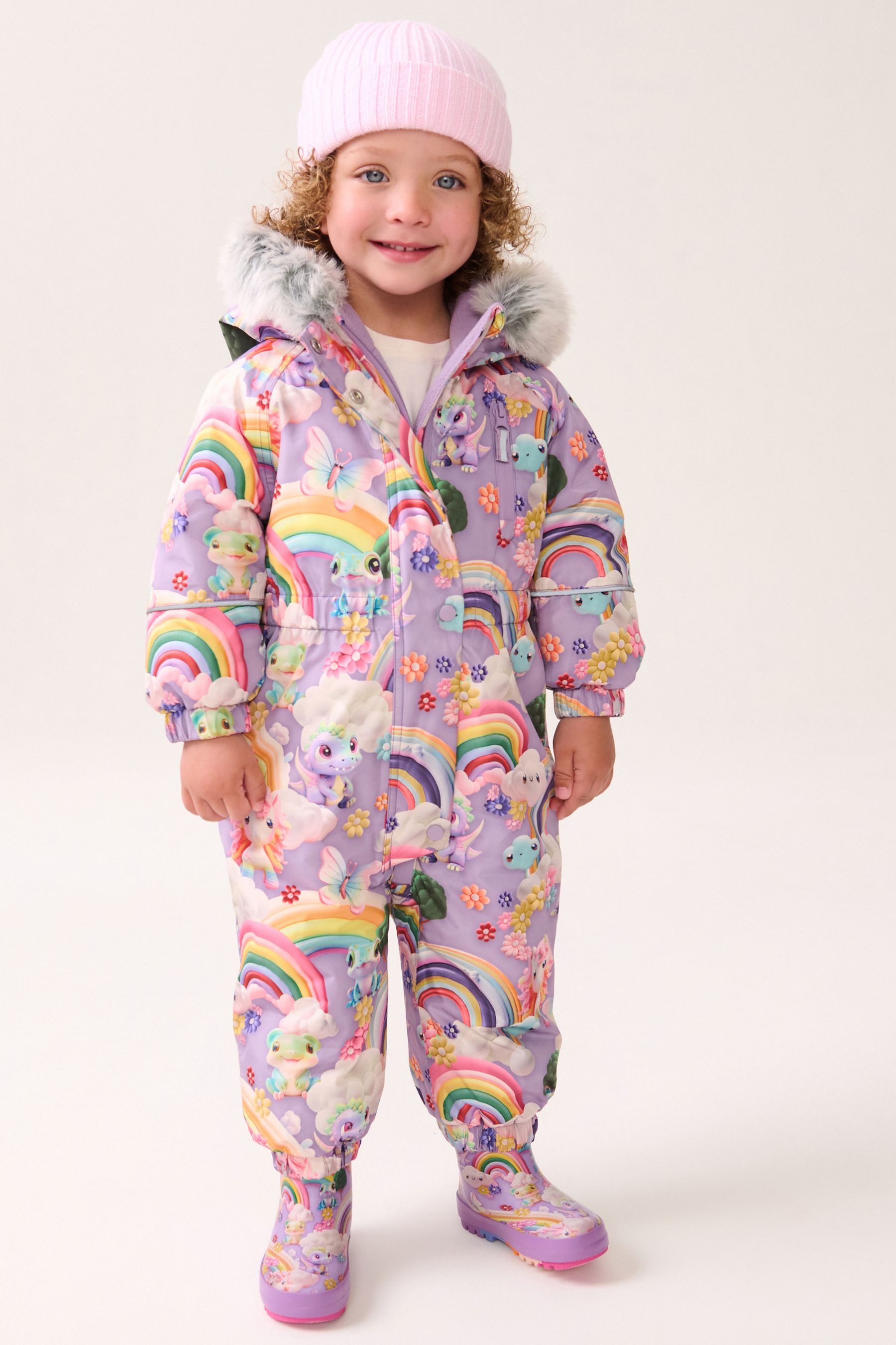 Next Schneeoverall Wasserdichter Schneeanzug mit Print und Kunstfell (1-tlg)