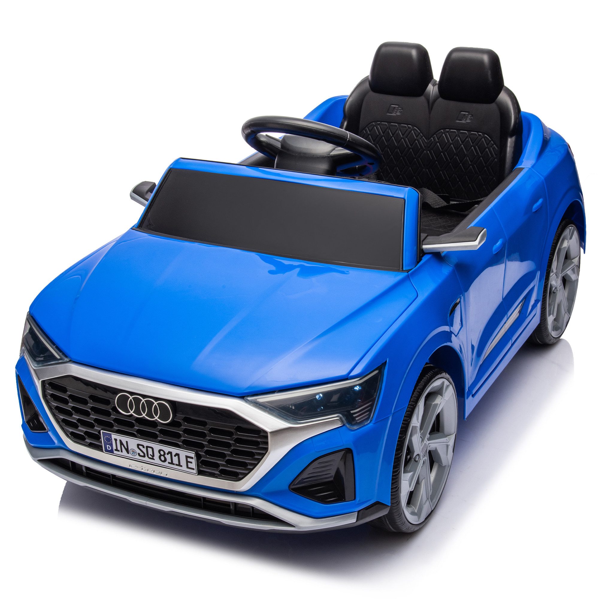 REDOM Elektro Kinderauto 12V Doppelantrieb Elektroauto lizenzierter Audi SQ8 fur Kinder 1 tlg mit Fernbedienung Federung hangender Start Musik LED