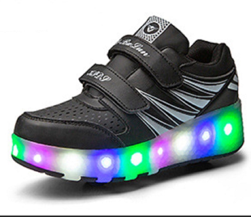(Sportrollschuhe, Runden), Schwarz der USB-Aufladung, zwei Rollschuhe B-DZ-988, HUSKSWARE 1-St., Kinder leuchtende Schuhe Sportrollschuhe der