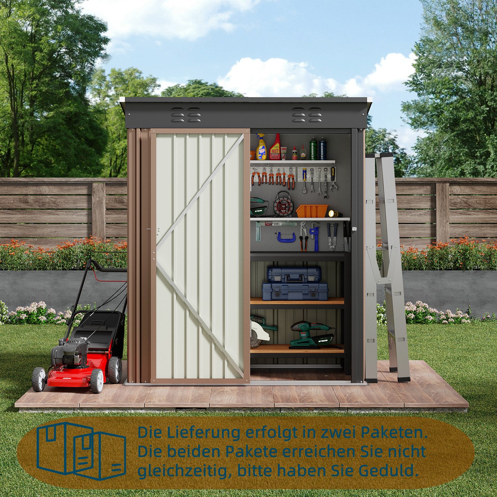 Bealife Gartenhaus Robuster Metall-Gartengeräteschuppen 180 x 162 x 95 cm, günstig online kaufen