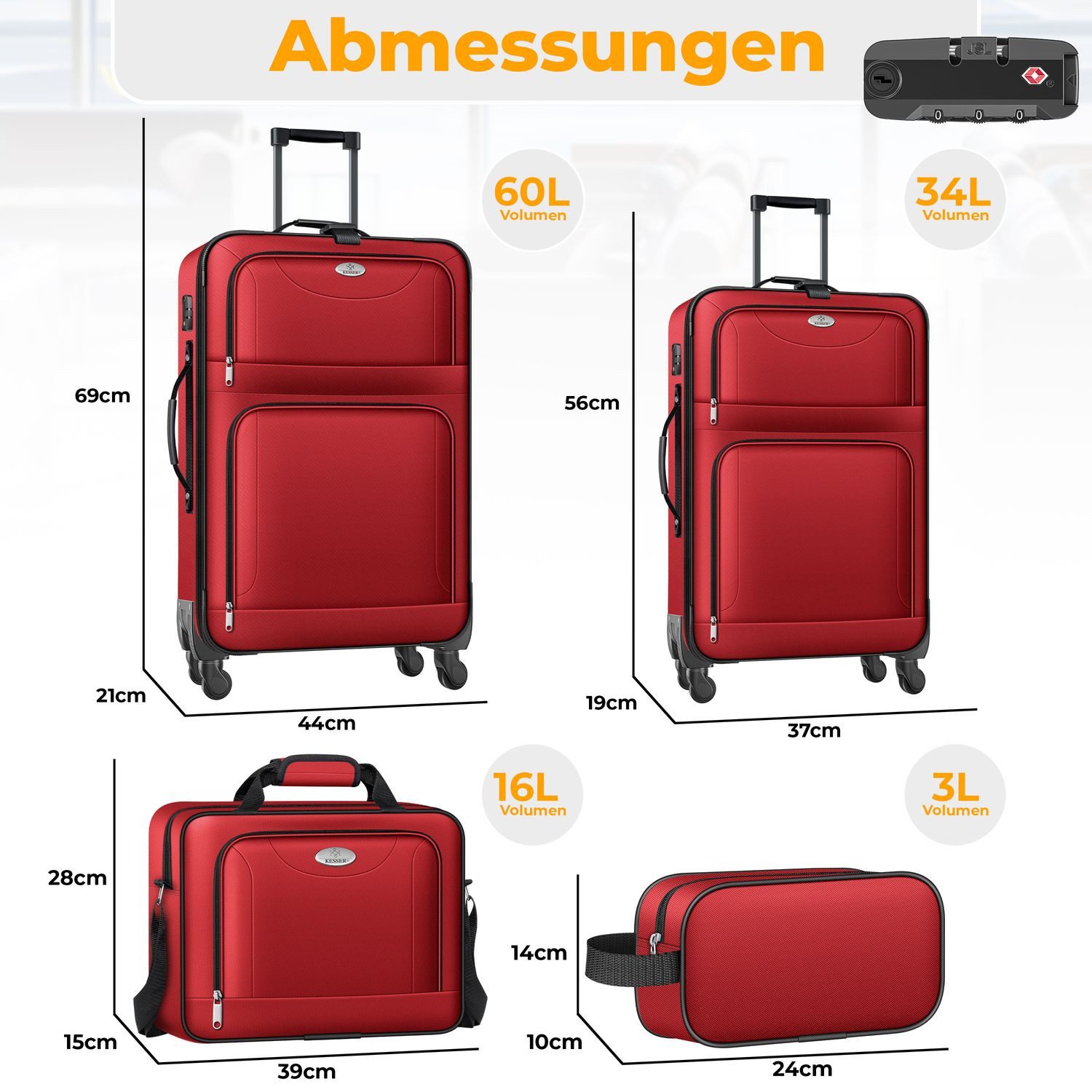 KESSER Kofferset, 4 Rollen, (4 tlg., Kosmetiktasche Handgepäck leichter Kof günstig online kaufen