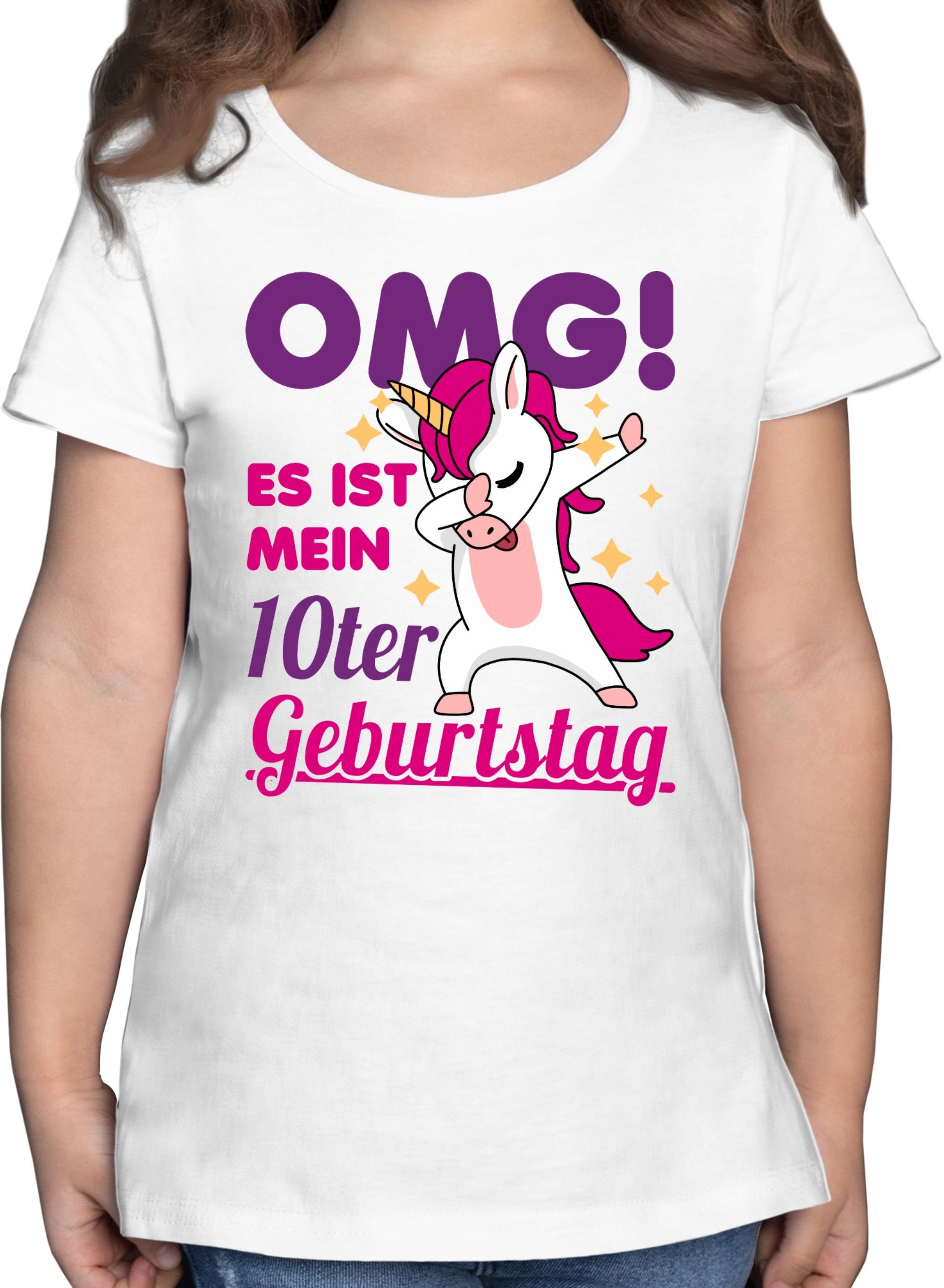 Shirtracer T-Shirt OMG! Es ist mein zehnter Geburtstag Dabbendes Einhorn -  10. Geburtstag - Mädchen Kinder T-Shirt tshirt kinder mädchen - dabbendes einhorn  shirt - maedchen t-shirt