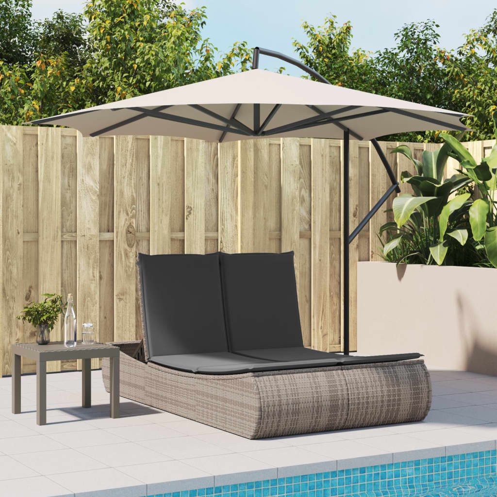 vidaXL Gartenliege Doppel-Sonnenliege mit Kissen Grau günstig online kaufen