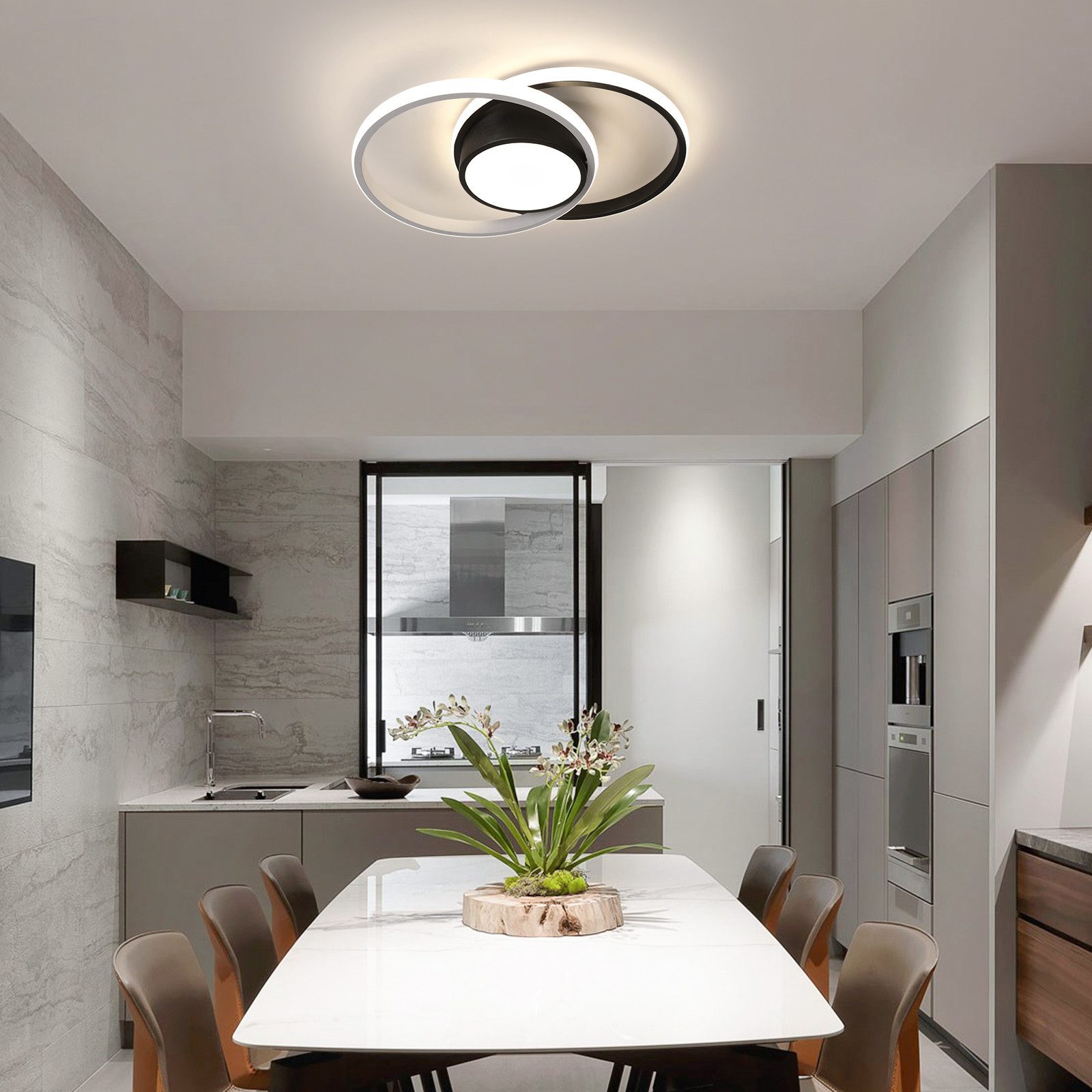 Riserva LED Dekolicht LED Deckenleuchte 42W, Deckenlampe modern, 4500K Schwarz Weiß, LED wechselbar, Einfache Installation,energiesparend, umweltfreundlich,flimmerfrei