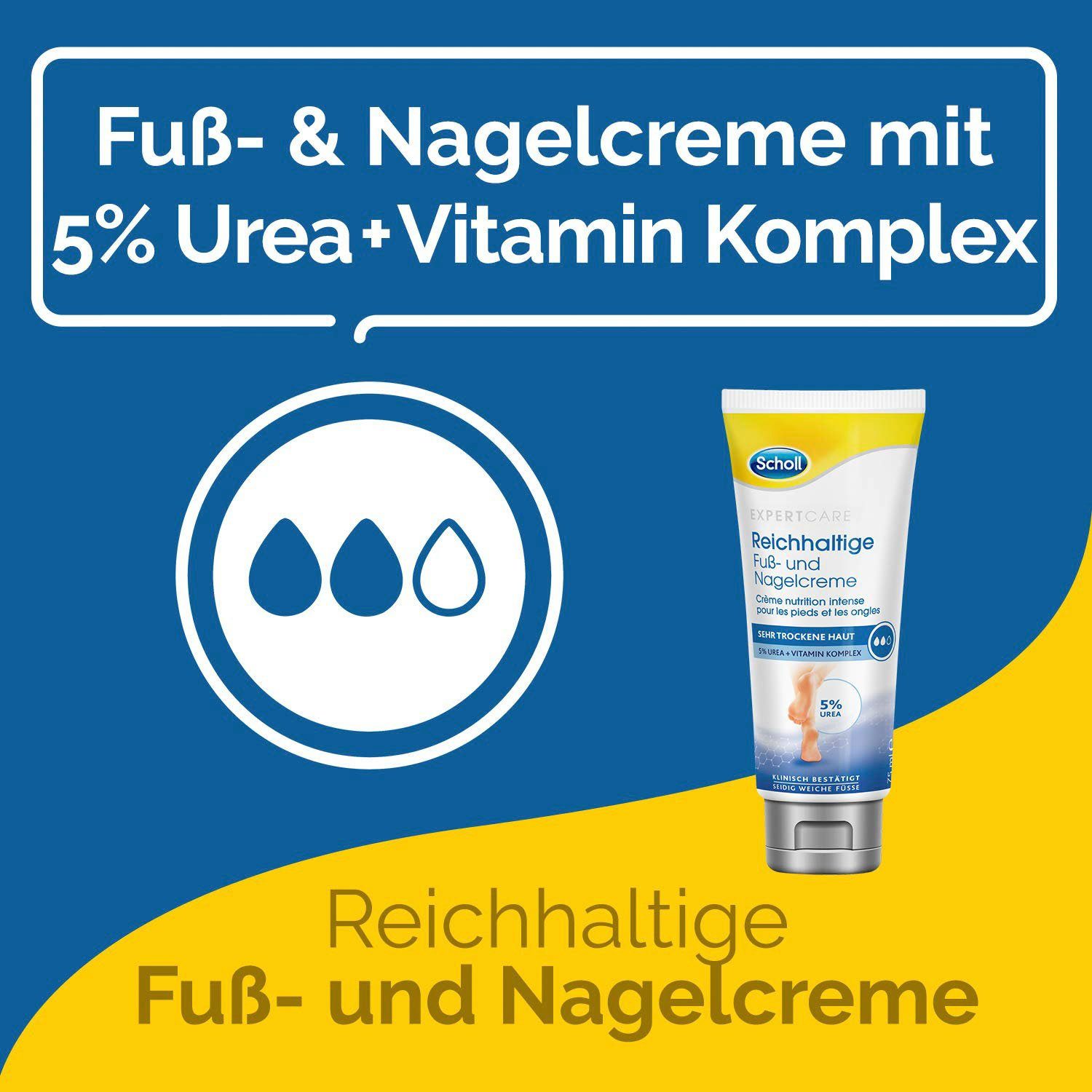 Dr. Scholl’s ExpertCare Fußcreme Intensive Ernährung – 75 Ml, Mit Allantoin & Provitamin B5 Gegen Hornhaut