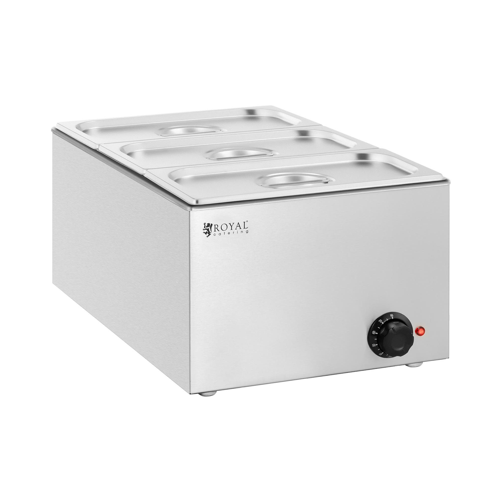Royal Catering Speisenwärmer Bain Marie 640W 3x GN 1/3 Behälter mit Deckel 16,5L