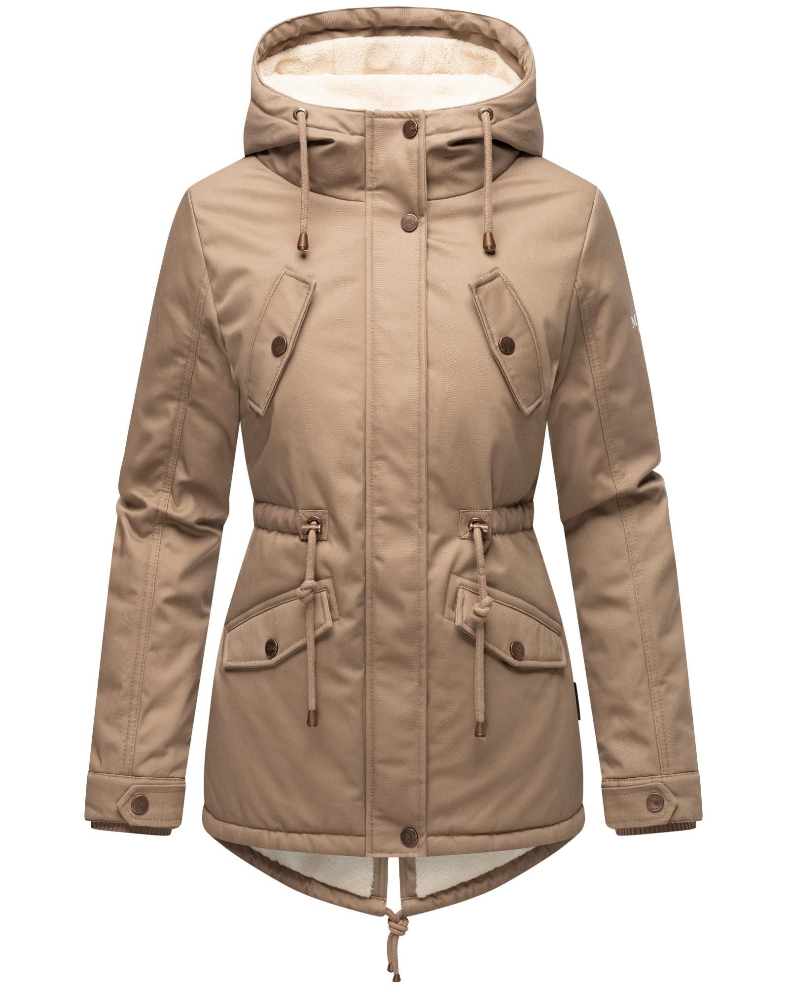 Marikoo Winterjacke Manolya stylischer Kurzmantel mit weichem Teddyfell-Futter – Bild 4 von 5