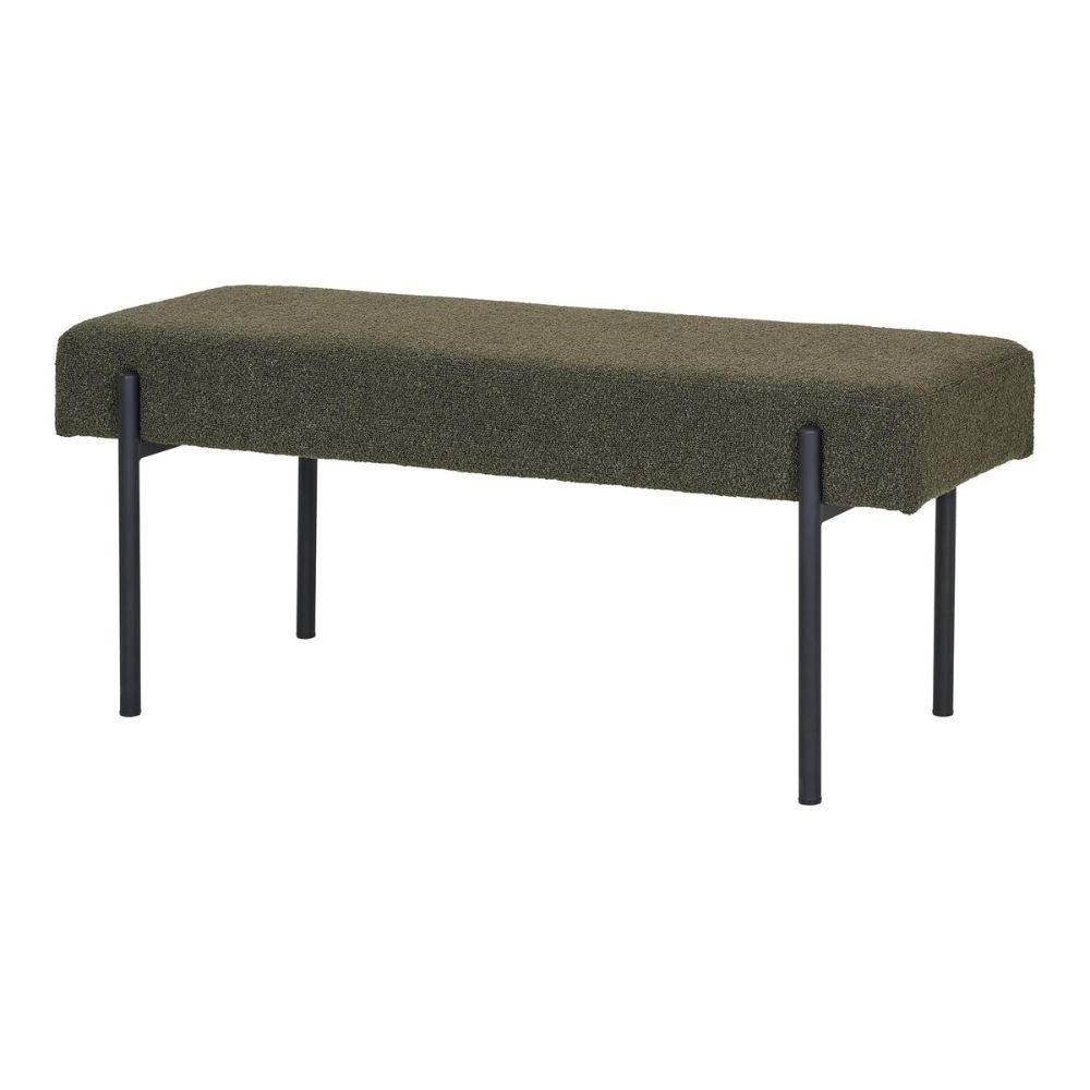 LebensWohnArt Sitzbank Design Sitzbank NORDIC 100cm dunkel-grün Bouclé