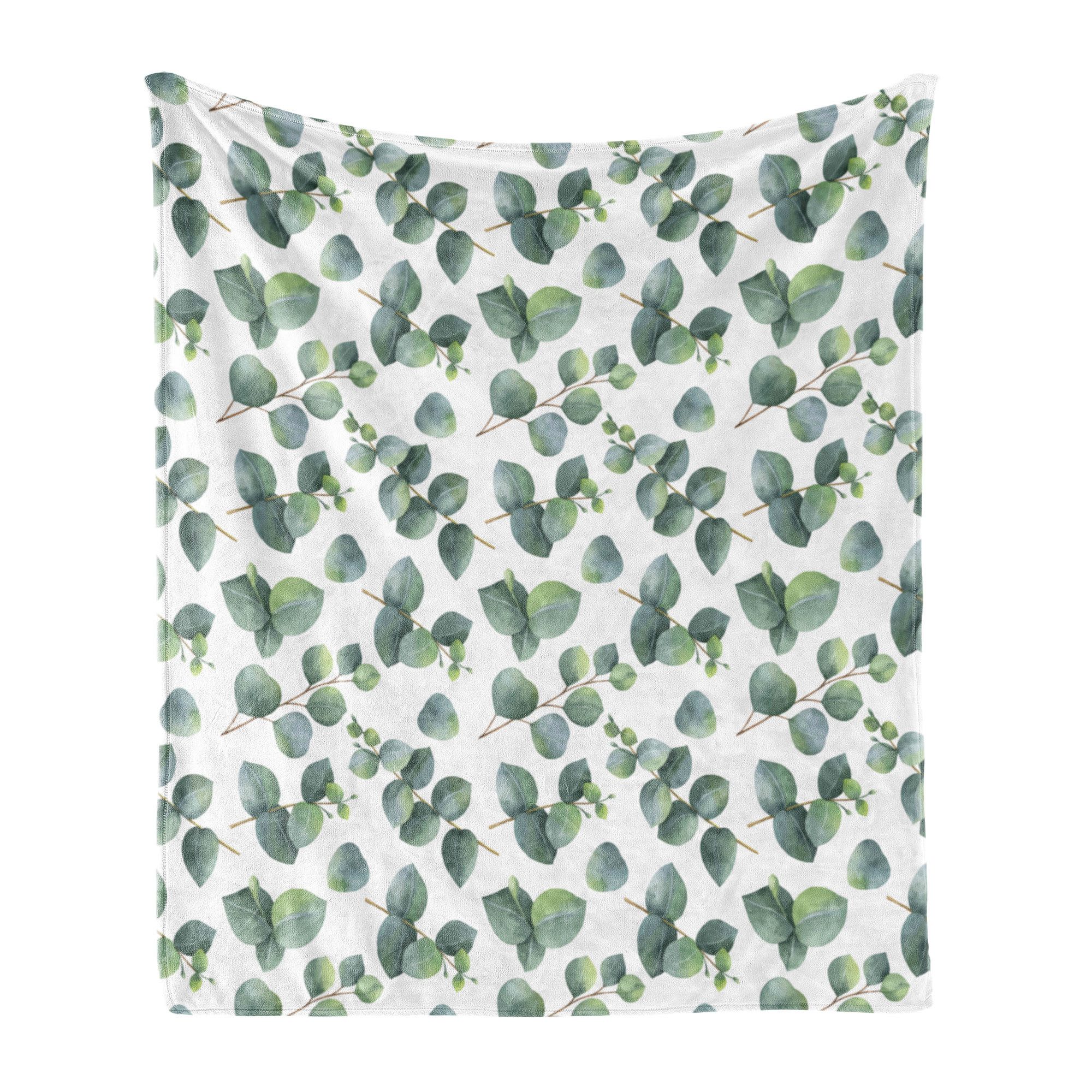 Wohndecke Gemütlicher Plüsch für den Innen- und Außenbereich, Abakuhaus, Blatt Aquarell Eucalyptus Kunst