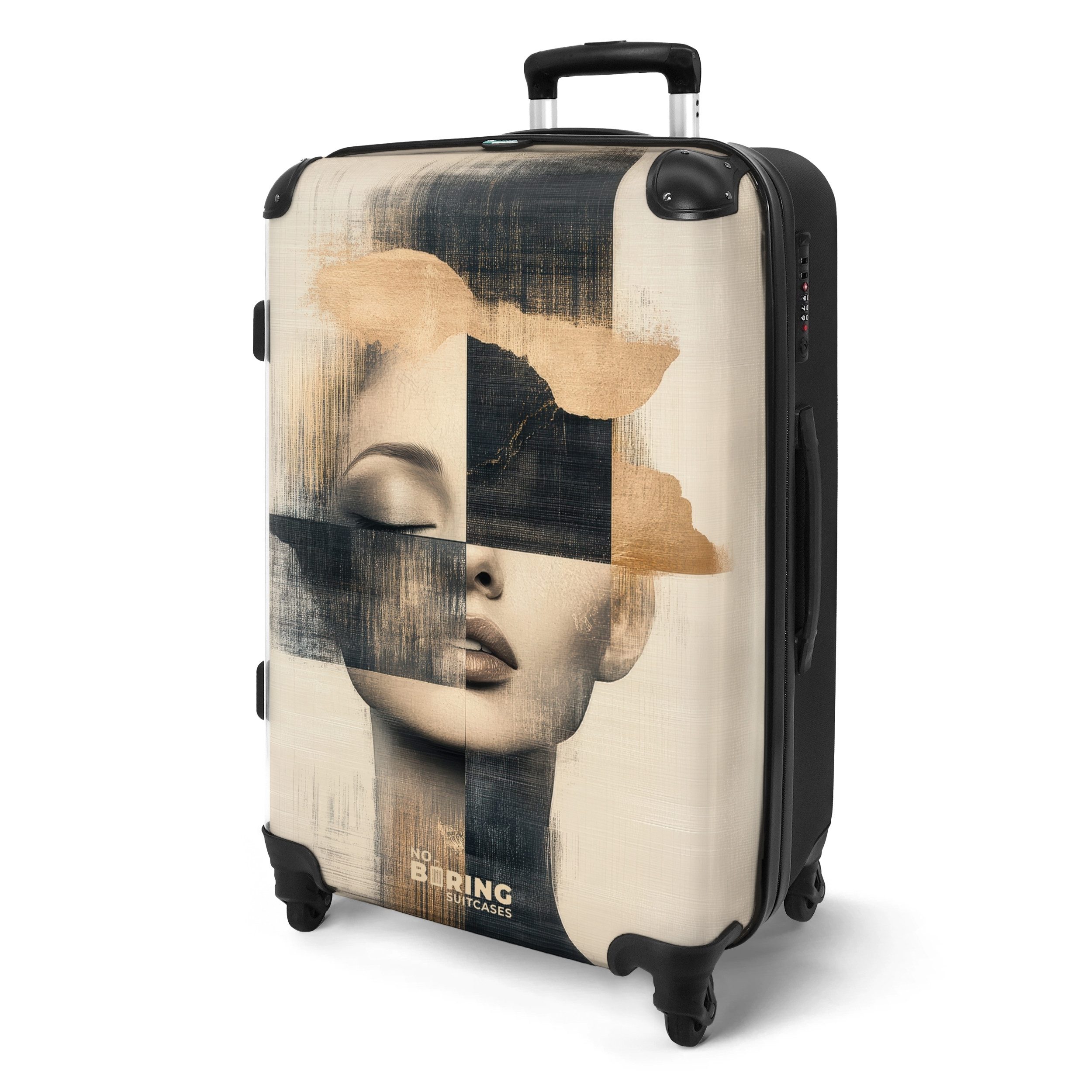 NoBoringSuitcases.com© Hartschalen-Trolley Weibliches Porträt in gebrochene günstig online kaufen