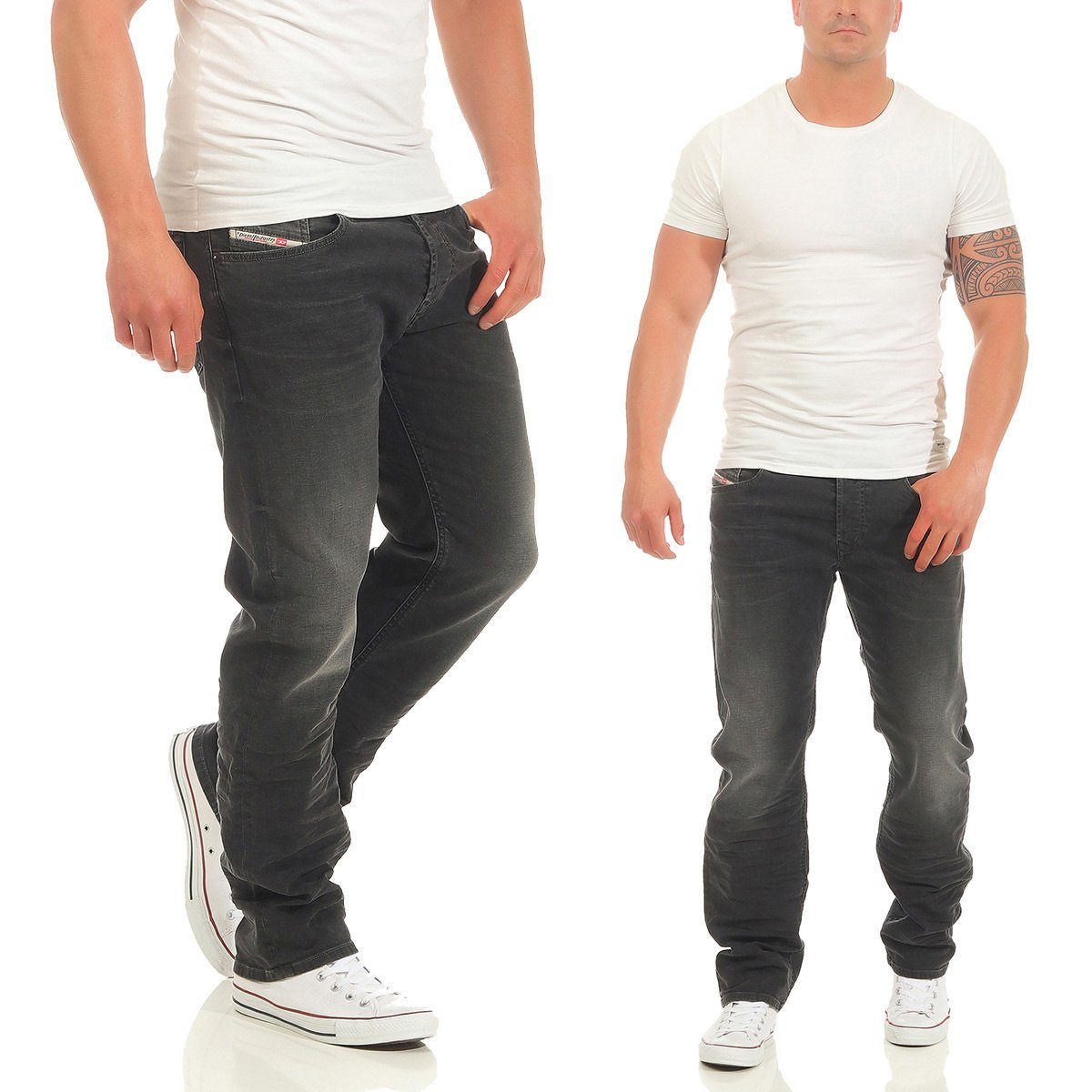 Diesel Regular-fit-Jeans Herren Waykee R9F66 Grau, 5 Pocket Style, Dezenter Used-Look, Stretch, Größe: W28 L32
