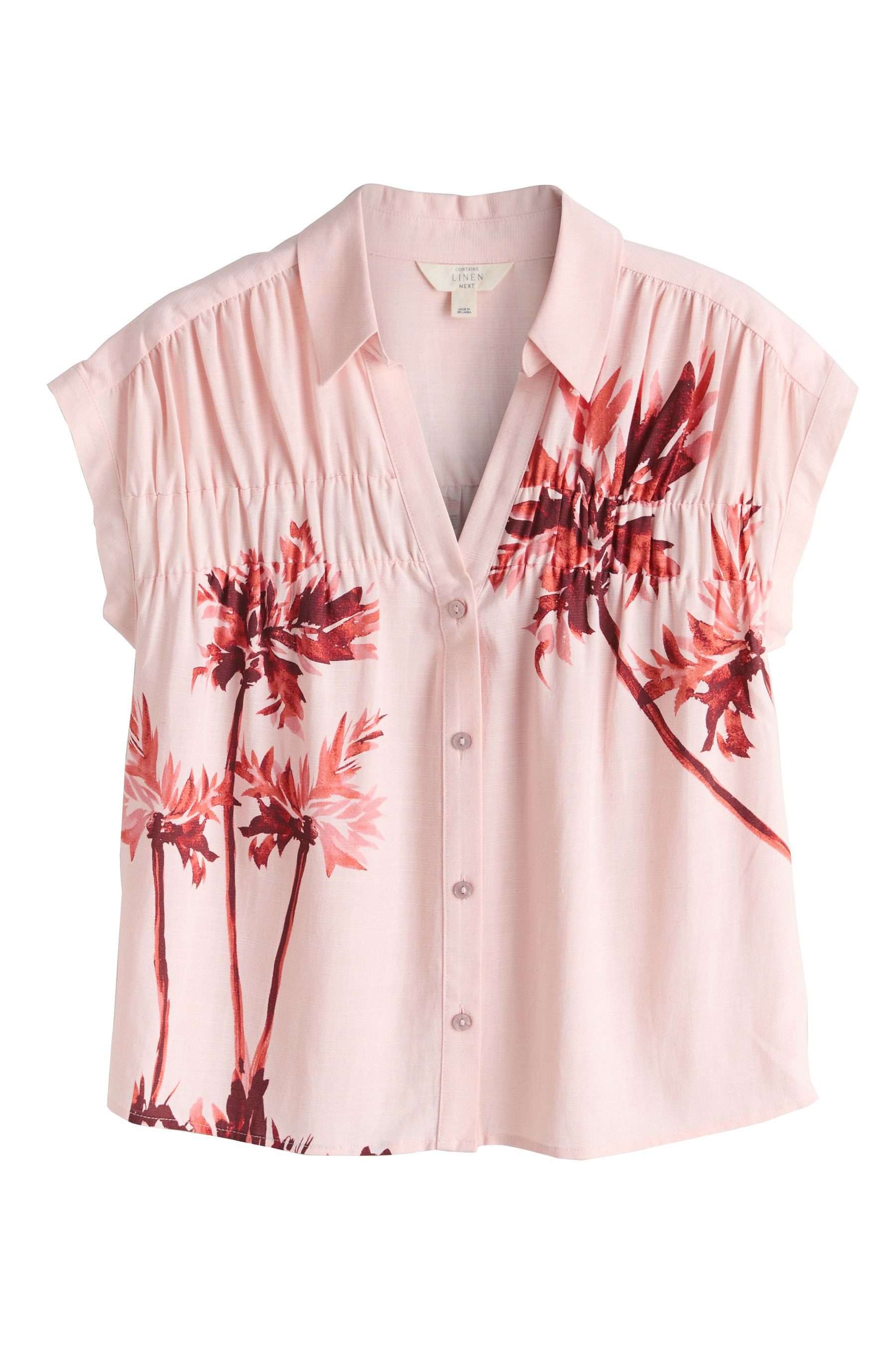 Next Kurzarmhemd Kurzarmbluse mit Leinenanteil (1-tlg)