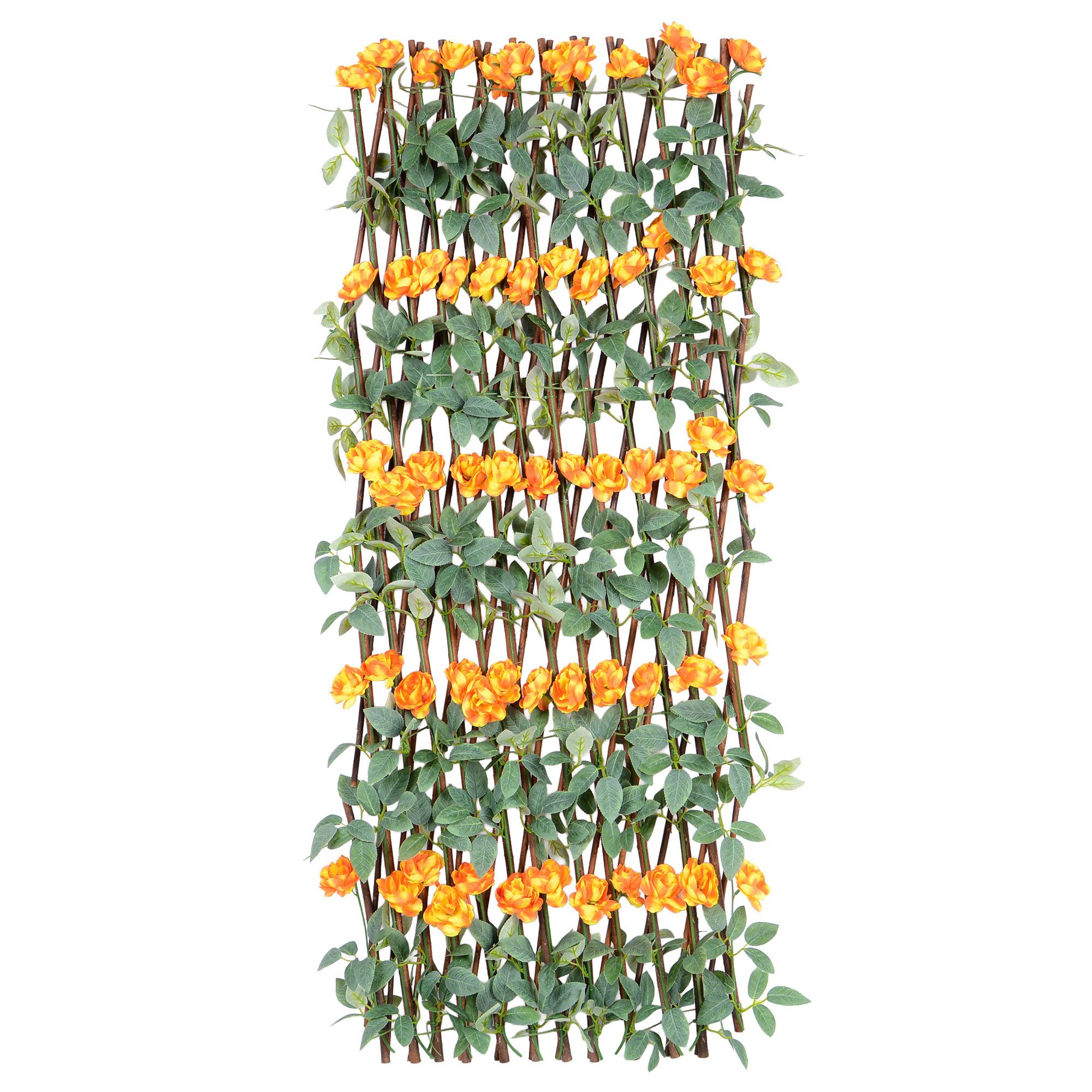 UNUS GARDEN Rankgitter Sichtschutz aus Weide mit Blättern verschiedene Farben, 200 cm × Höhe ca. 100 cm, Rankgitter, Sichtschutz für Balkon, Terrasse und Garten – Bild 3 von 4