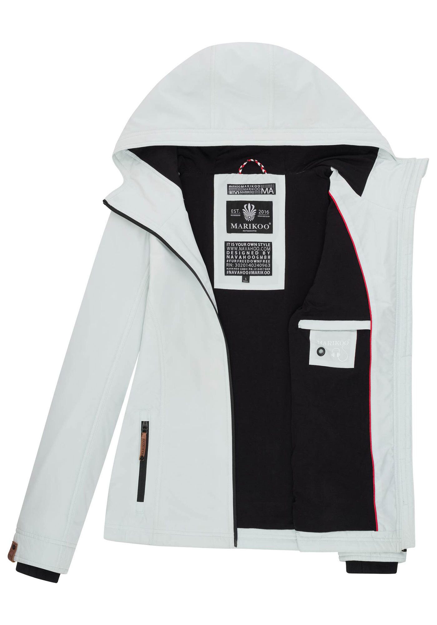 Marikoo Outdoorjacke Brombeere Sportliche Übergangsjacke mit Kapuze und schützendem Kragen – Bild 5 von 5
