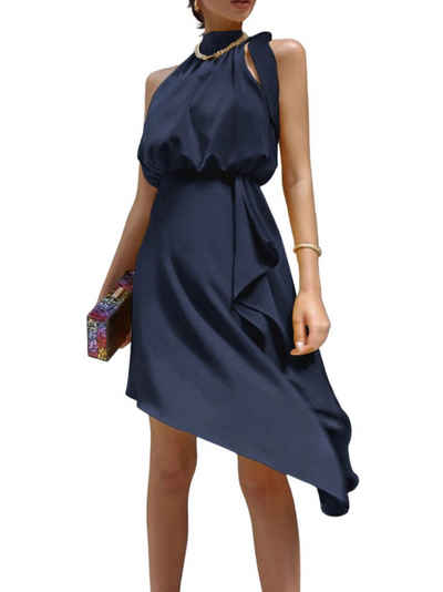 PYL Cocktailkleid »Damen A-Linien-Kleid mit Neckholder, ärmelloses Rüschenkleid« 36-44 Größe
