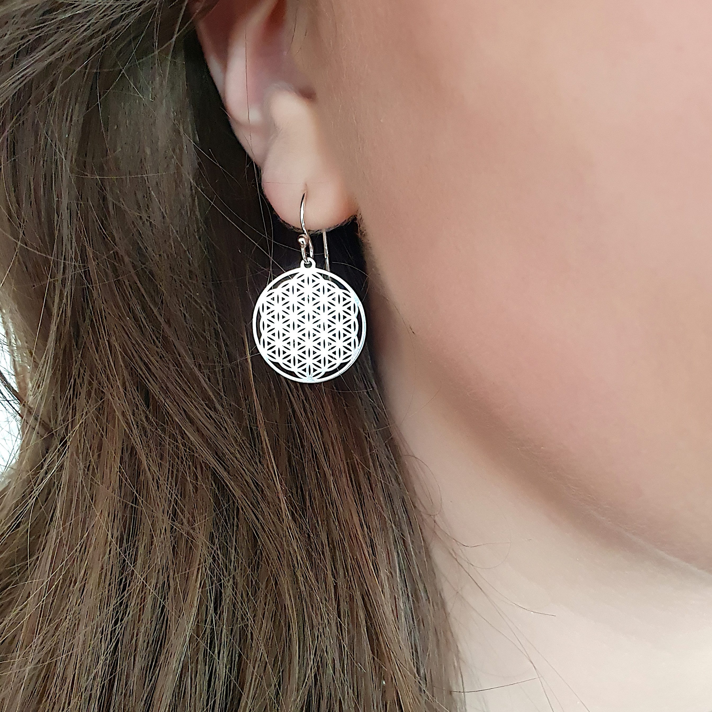 SCHOSCHON Paar Ohrhaken Ohrringe Blume des Lebens 925 Silber ø 20 mm classi günstig online kaufen