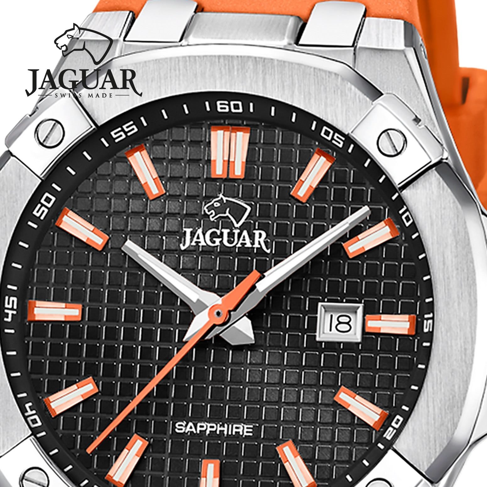 JAGUAR Quarzuhr Jaguar Herrenuhr Silikon orange Jaguar, (Analoguhr), Herren Armbanduhr rund, Silikonarmband orange
