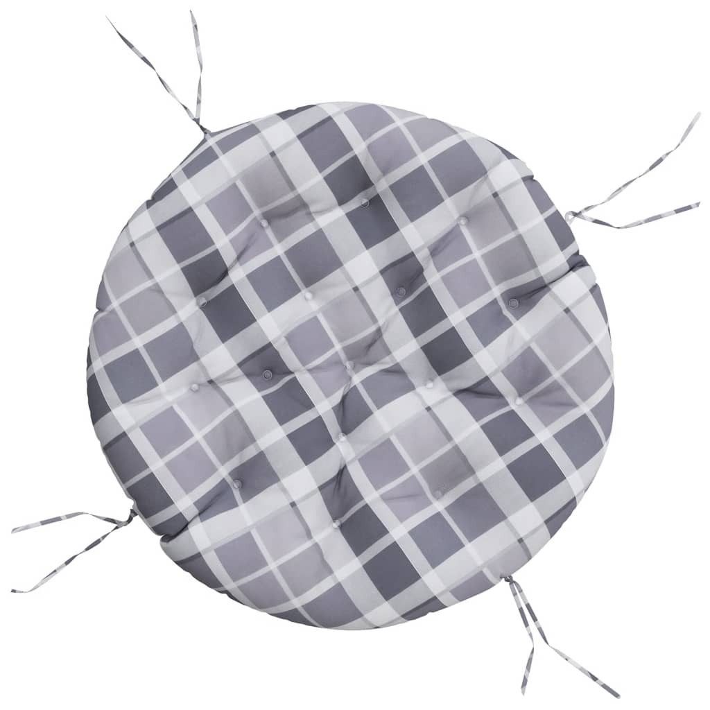Sitzauflage Kissen Rund Grau Karomuster Ø 100x11 cm Oxford-Gewebe