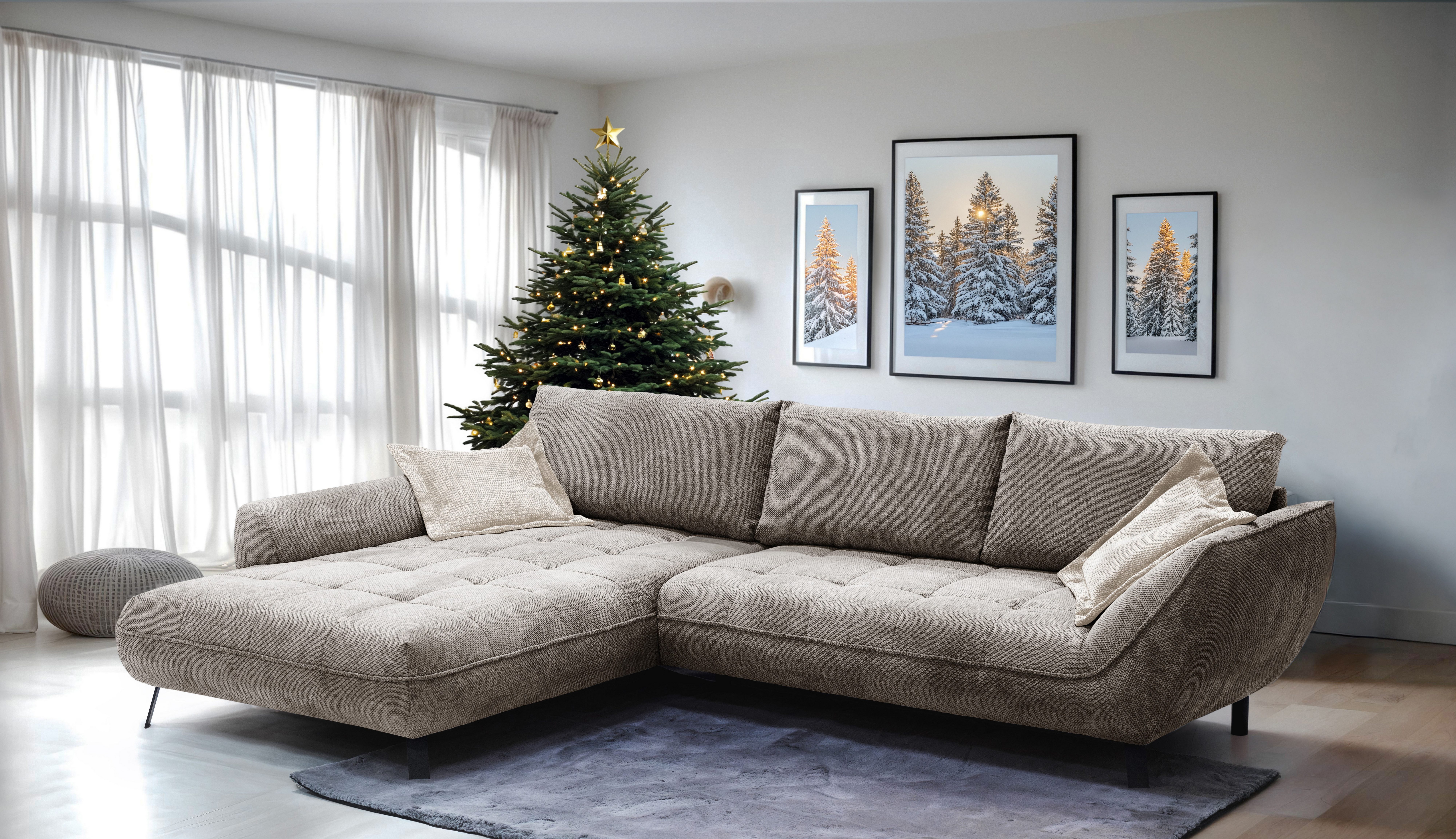 exxpo - sofa fashion Ecksofa Biarritz modern und elegantes Mega Sofa mit tollem Sitzkomfort, L-Form, XXL– Longchair Ecke in hochwertiger Verarbeitung, Stellmaße 324x203 cm