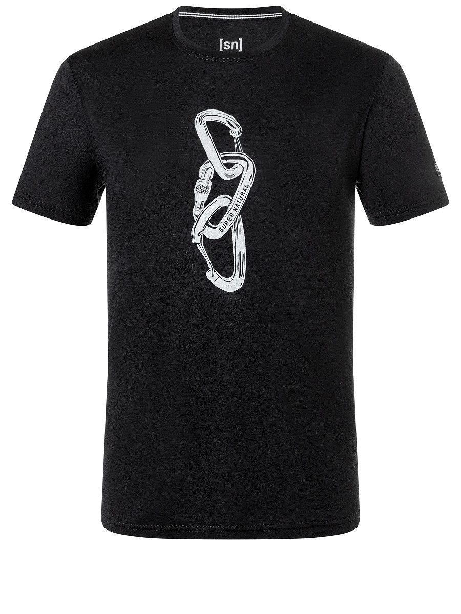 SUPER.NATURAL T-Shirt für Herren, Merino CARABINERI Kletter Motiv, atmungsaktiv