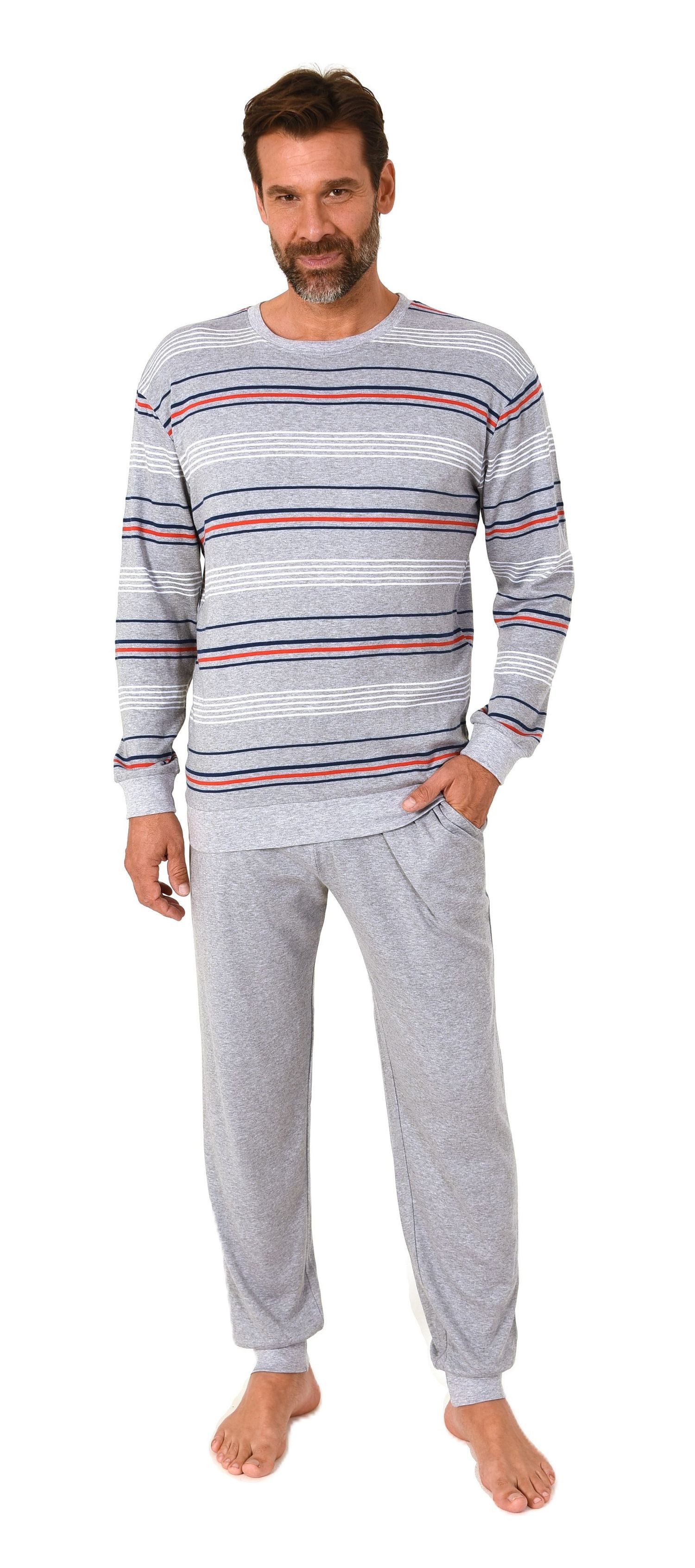 Normann Pyjama Herren Schlafanzug mit Bündchen in warmer Kuschel Interlock günstig online kaufen