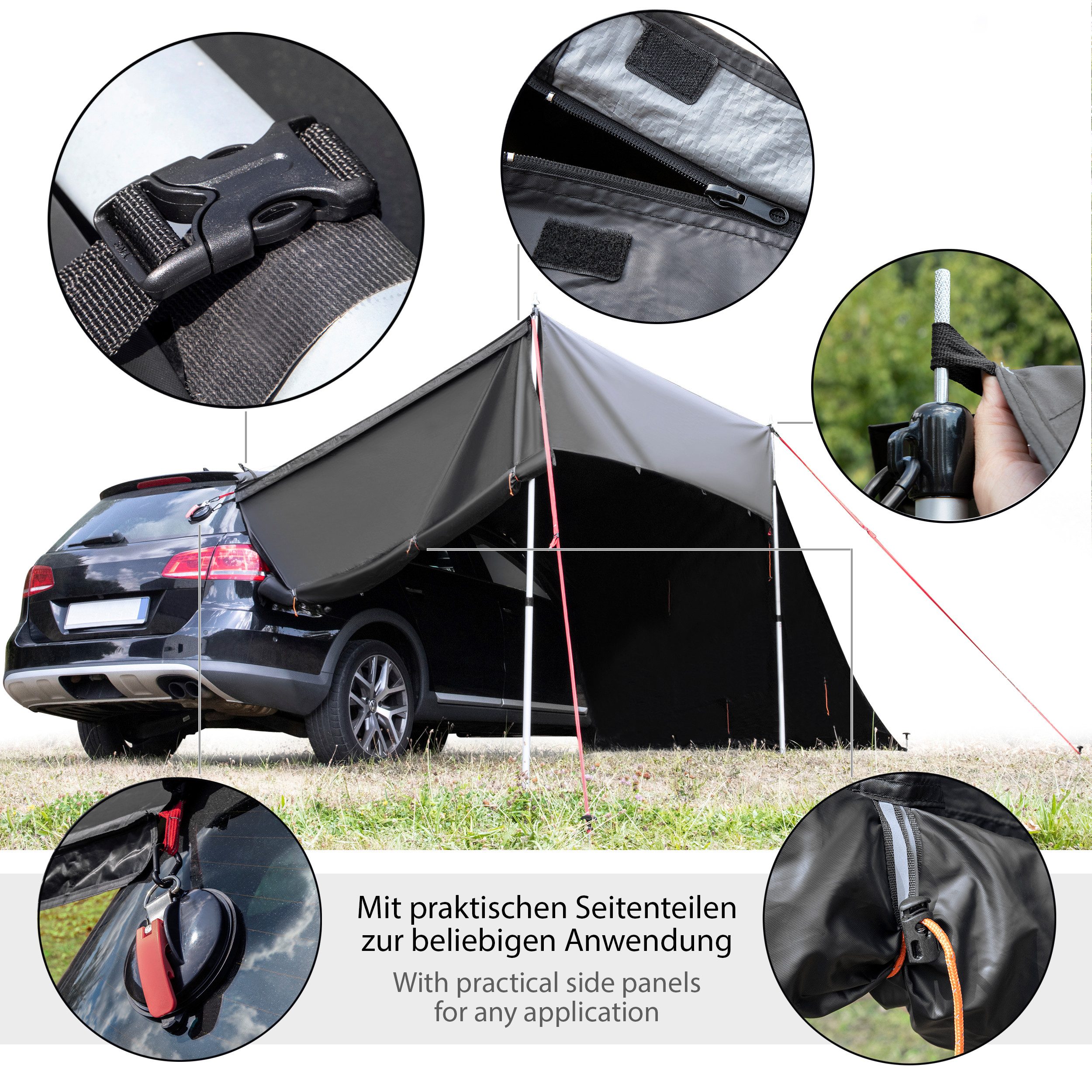 ONVAYA Sonnensegel Auto-Sonnensegel, Schutz vor Wind, Regen, Sonne, 6 Aufbauvarianten