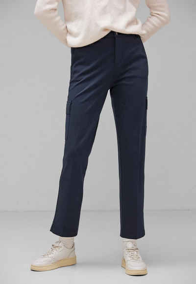 STREET ONE Chinohose Street One Casual Fit Chino Hose in Deep Blue (1-tlg) Taschen