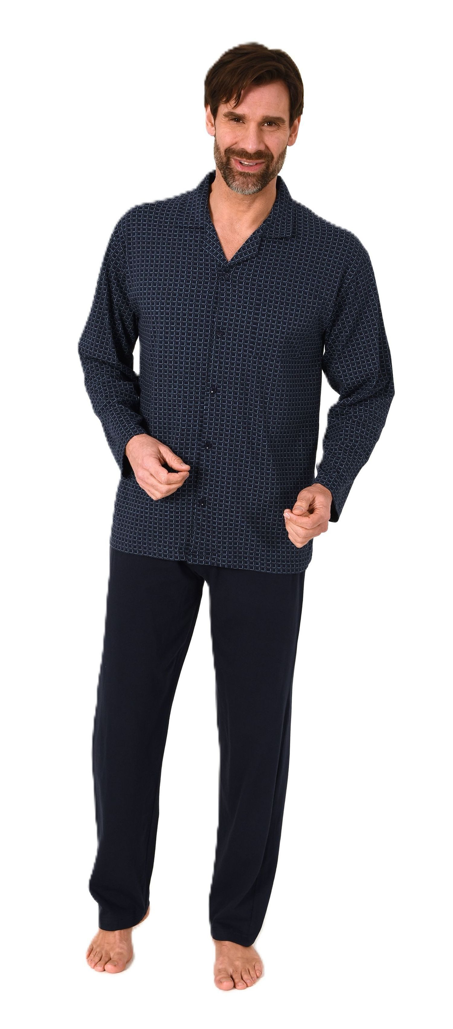 Normann Pyjama Herren Langarm Schlafanzug zum durchknöpfen, auch in Übergrö günstig online kaufen