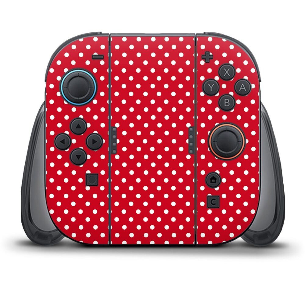 DeinDesign Konsolen-Cover Punkte Retro Polka Dots Polka Dots - dunkelrot und weiß, Nintendo Switch 2 Controller Skin Aufkleber Sticker Folie