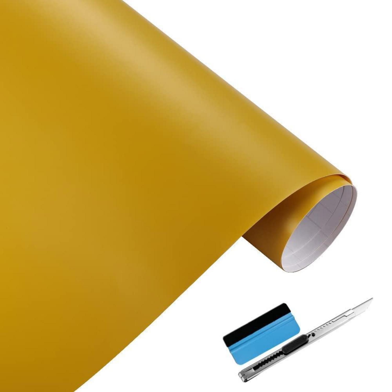 LuxusKollektion Lackschutzfolie Vinylfolie selbstklebend Luftablassblase Auto Gelb 30cm x 150cm