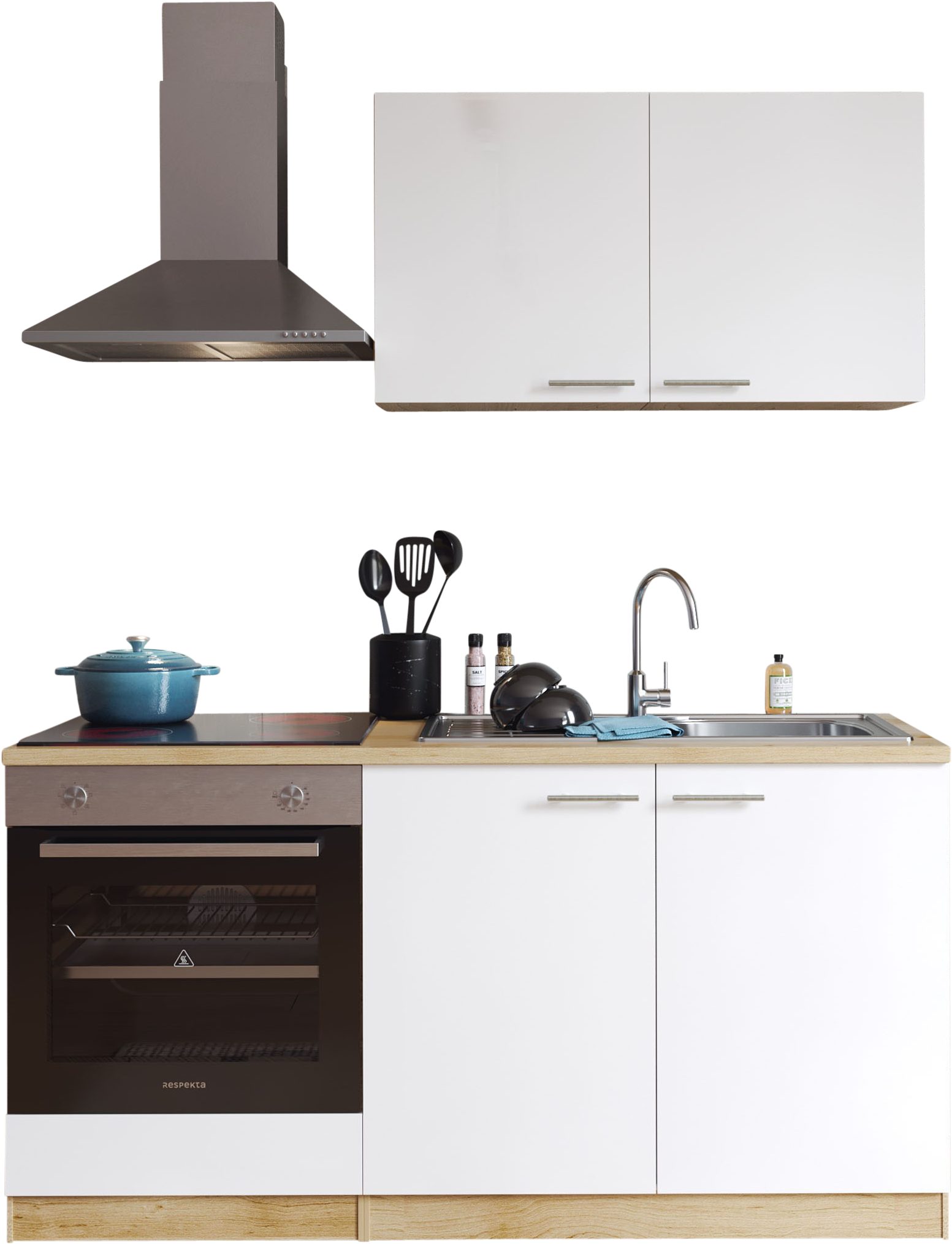 RESPEKTA Küchenzeile Merle, Breite 160 cm, mit E-Geräten, Soft-Close, wahlweise mit Induktion