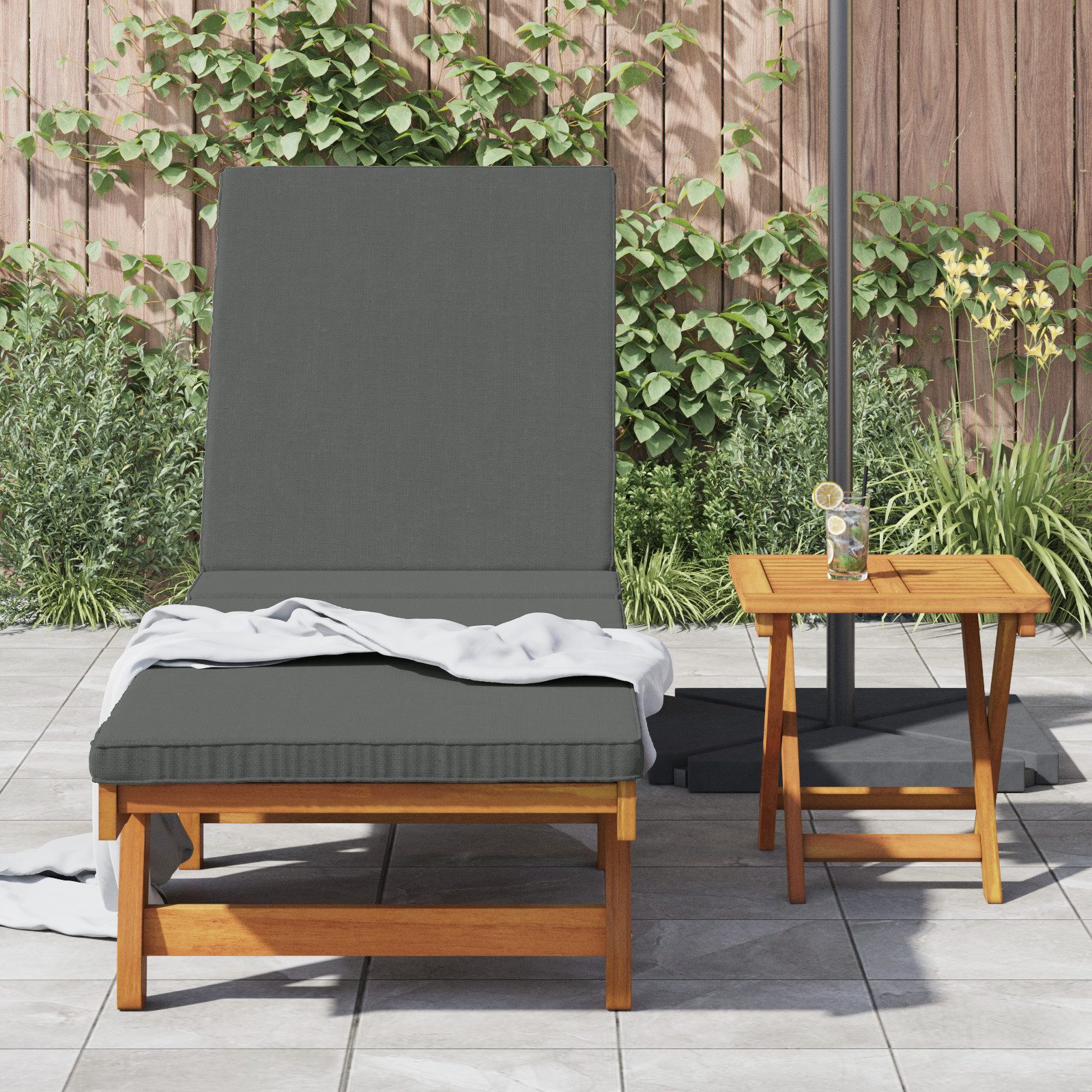 vidaXL Gartenliege Sonnenliege mit Rollen, Tisch günstig online kaufen