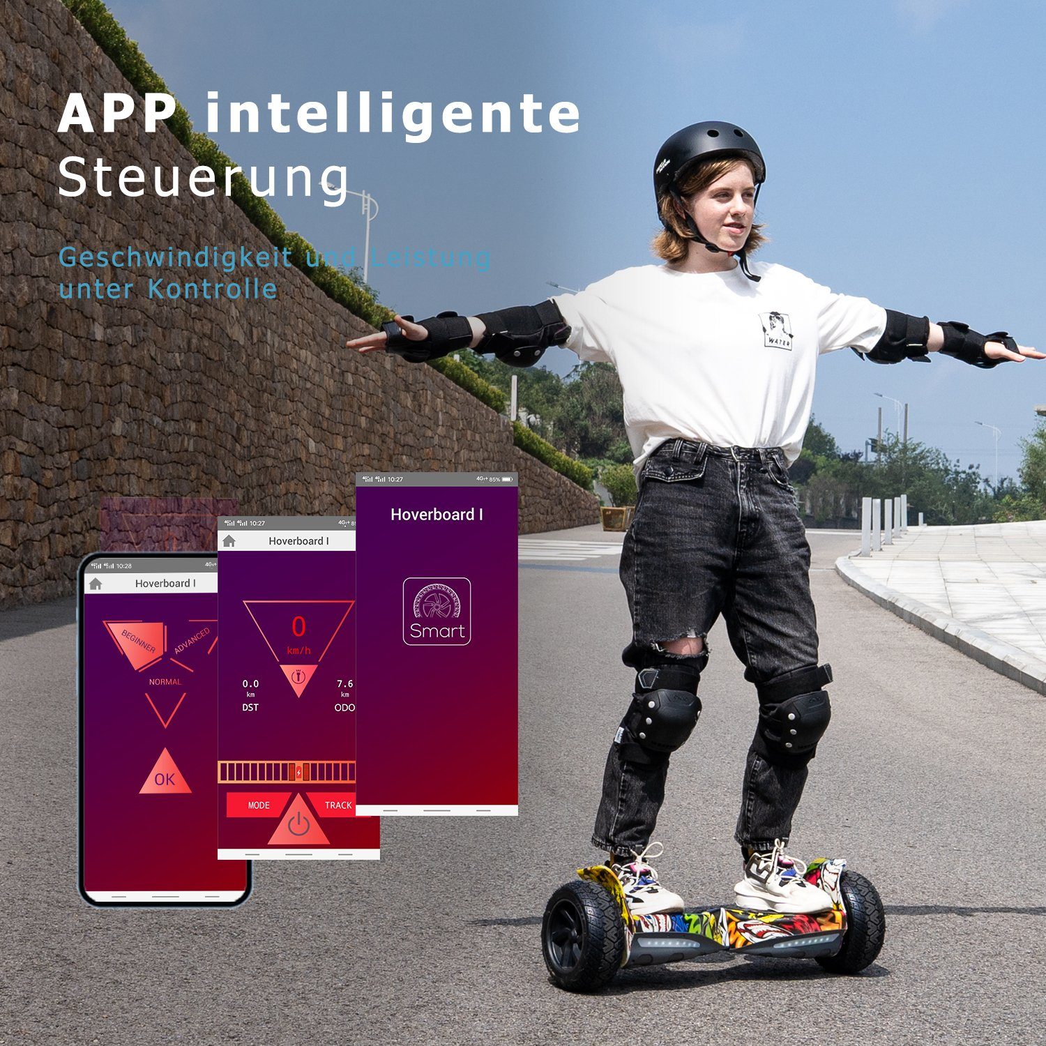RCB Balance Scooter HM2 mit Leistungsstarkem Motor, 8.5" Hoverboard für alle Gelände, APP