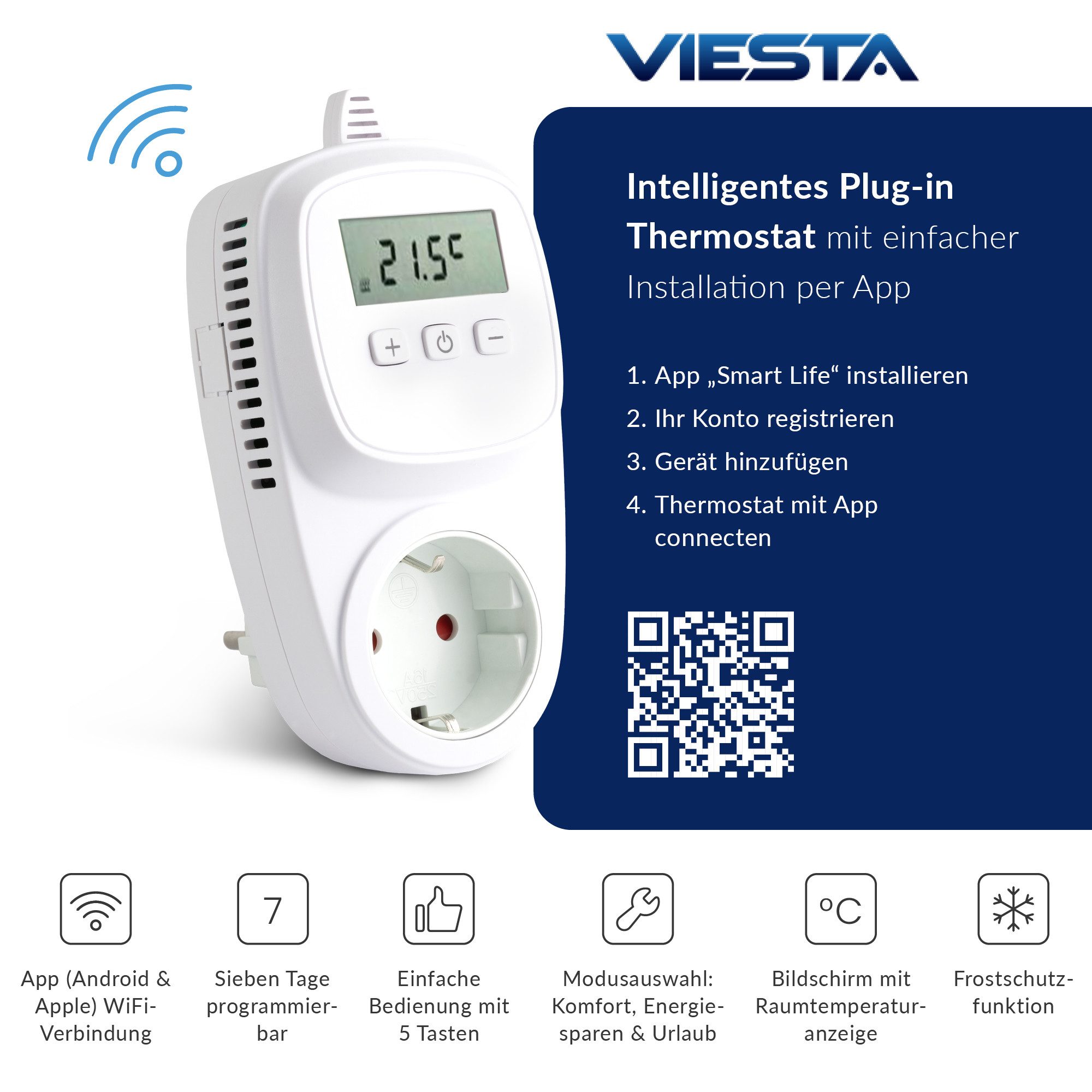 VIESTA Heizkörperthermostat TH12 WIFI Thermostat Steckdosenthermostat für I günstig online kaufen