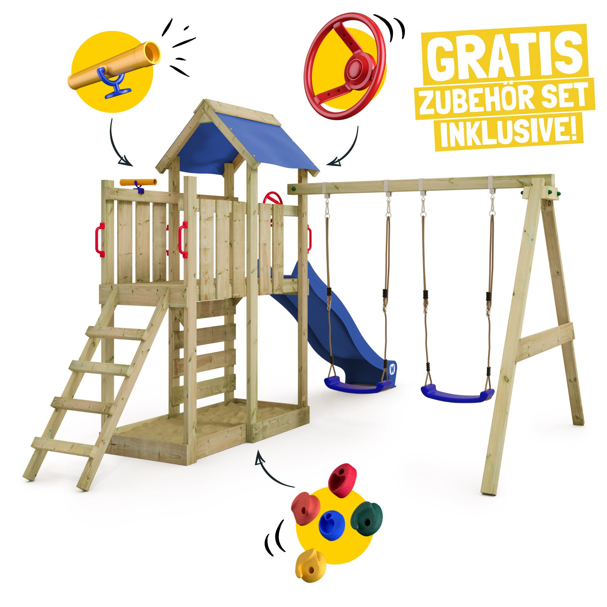 Wickey Spielturm MultiFlyer mit Schaukel & Rutsche und Kletterleiter, 10-Ja günstig online kaufen