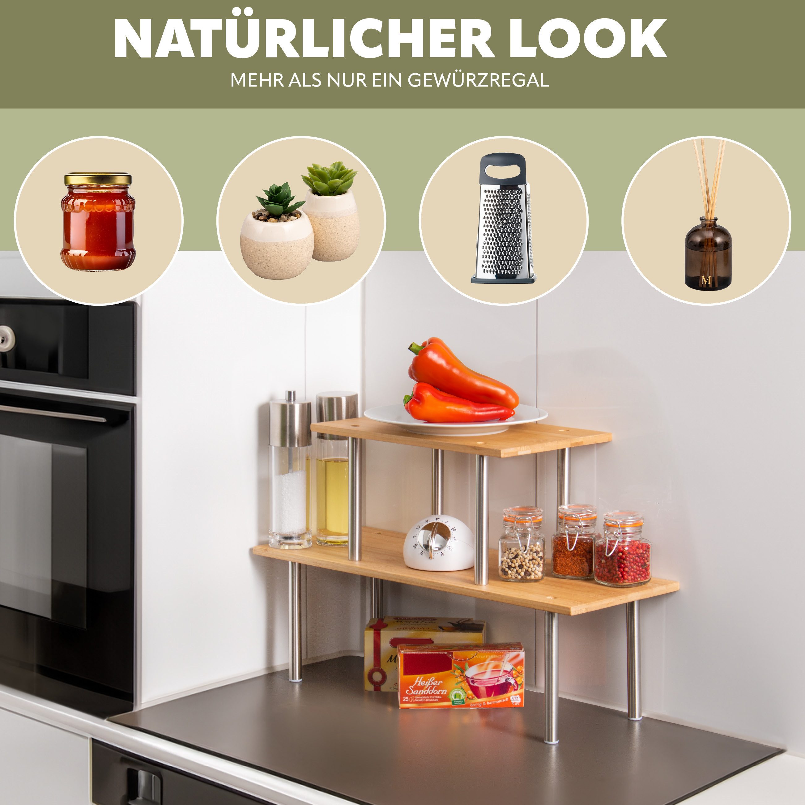 bremermann Küchenregal Küchenregal, Universalregal, Gewürzregal, Bambus günstig online kaufen