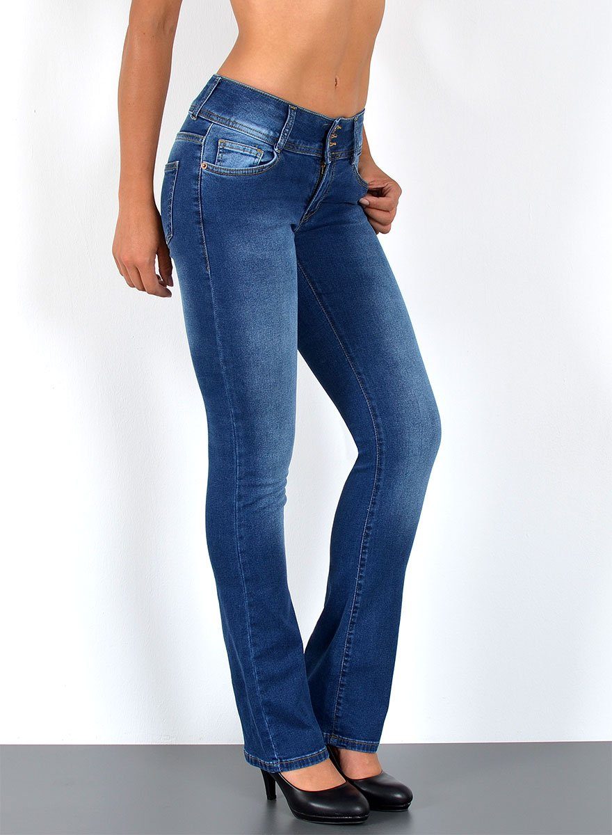 Bootcut-Jeans Damen Schlaghose Bootcut Jeans Damen Stretch Hose bis Übergröße B3