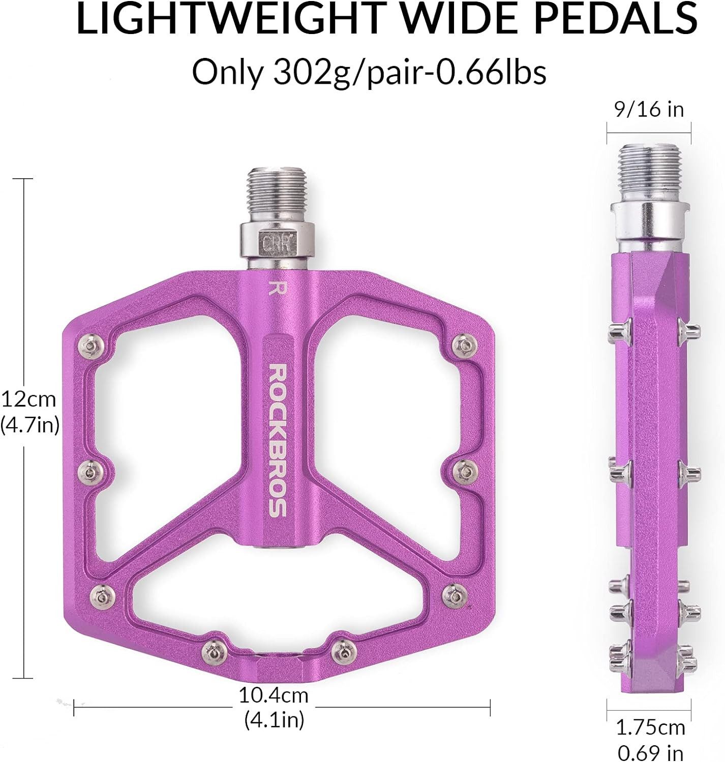 ROCKBROS Fahrradpedale Rennrad Pedale Aluminium Plattform Pedale 9/16 Zoll (Ultraleicht Antirutsch Fahrrad Pedale für MTB E-Bike Stadtrad)