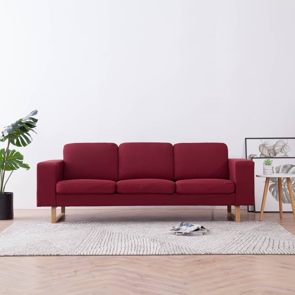 vidaXL Sofa 3-Sitzer-Sofa Stoff Weinrot