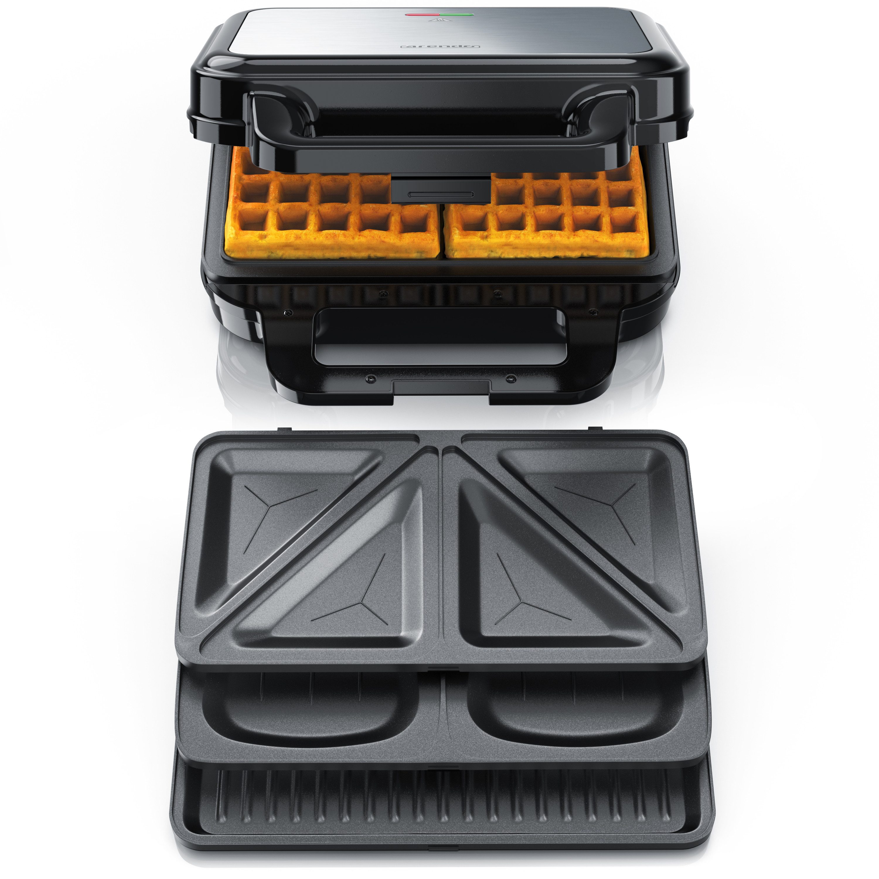 Arendo 3-in-1-Sandwichmaker 4in1 Sandwich Maker, Temperaturkontrolle, Cool Touch, BPA-frei, 900 W, Kontaktgrill, Kabelaufwicklung, Antihaftbeschichtung, Anti-Rutsch-Füße