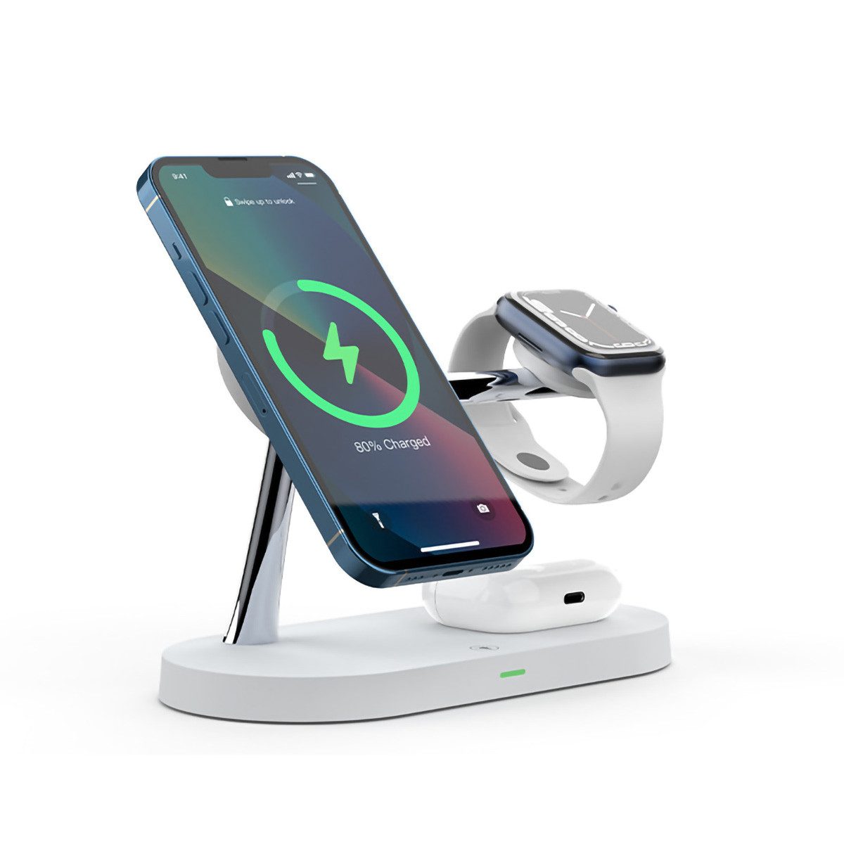 yozhiqu Smartphone-Dockingstation Magnetisches drahtloses Ladegerät für Apple-Geräte - 5 in 1 Design, Schnell, einfach und perfekt kompatibel mit iPhone und iWatch-Serie