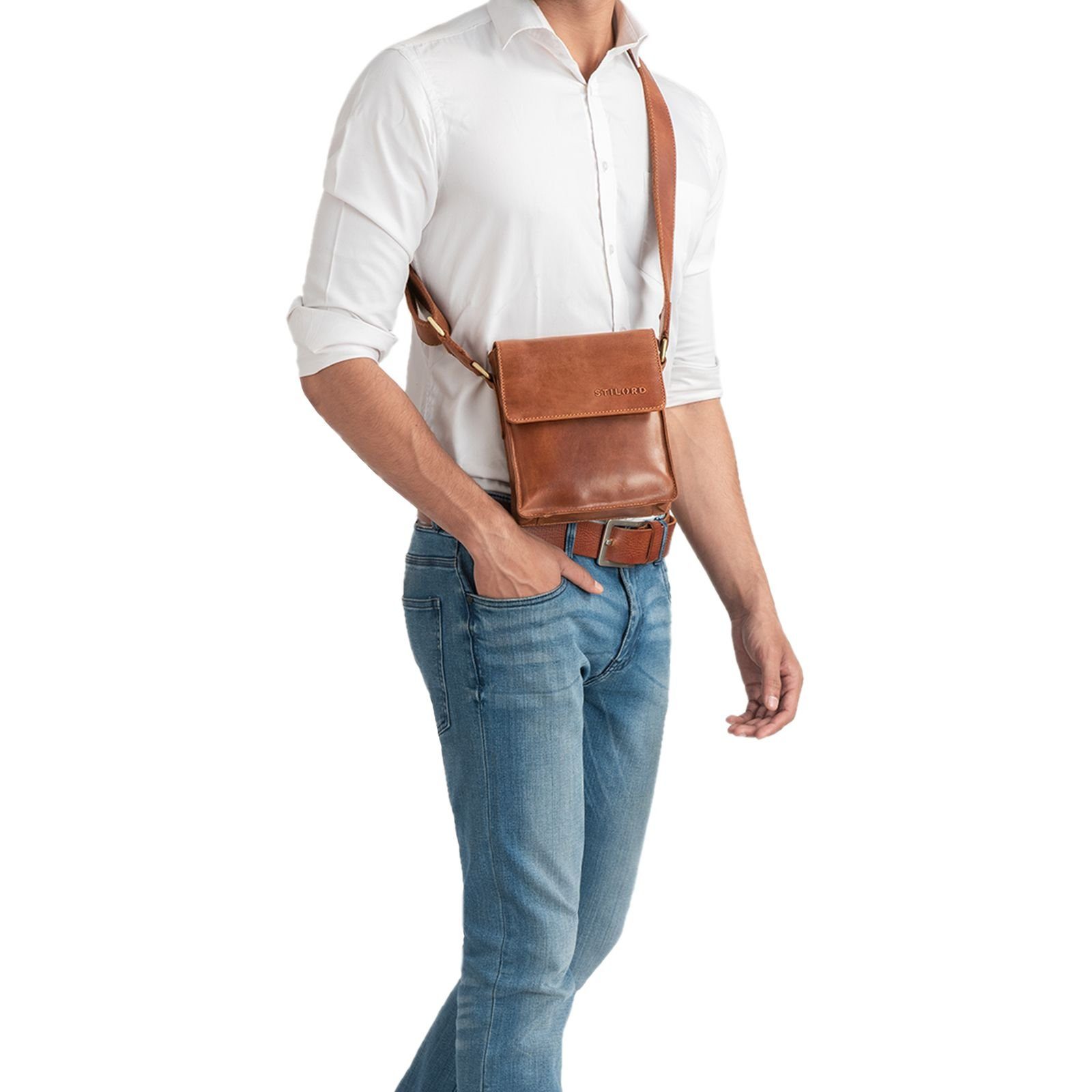 andorra Umhängetasche Messenger Herren kleine braun - Bag "Nate" STILORD