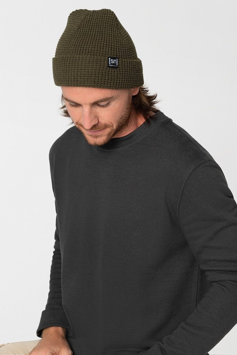 SUPER.NATURAL Beanie Wintermütze City (Merinowolle, ideale Thermoregulation) avocado grün