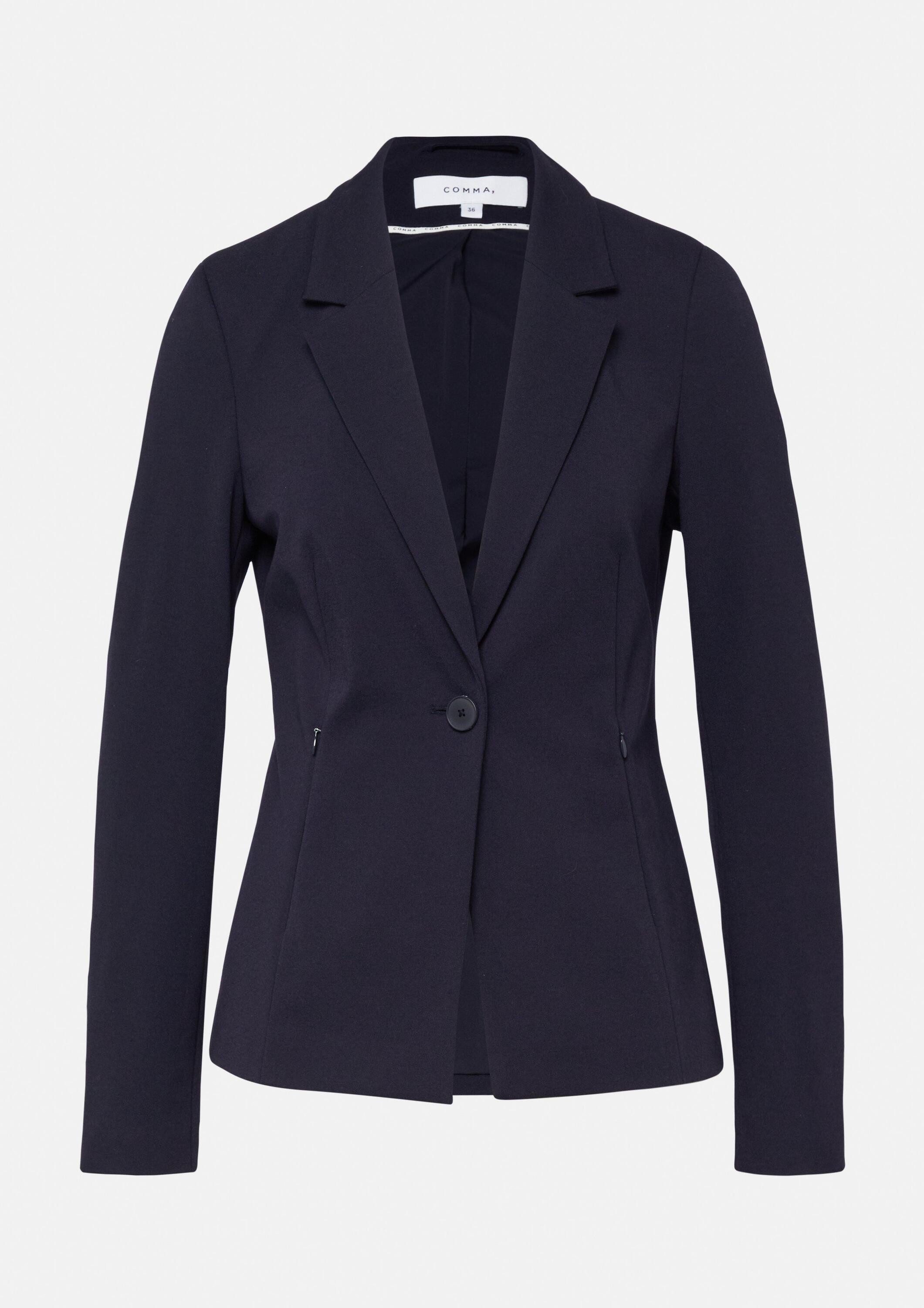 comma Jackenblazer Indoor-Blazer Taillierter Blazer aus weichem Jersey mit Reißverschlusstaschen